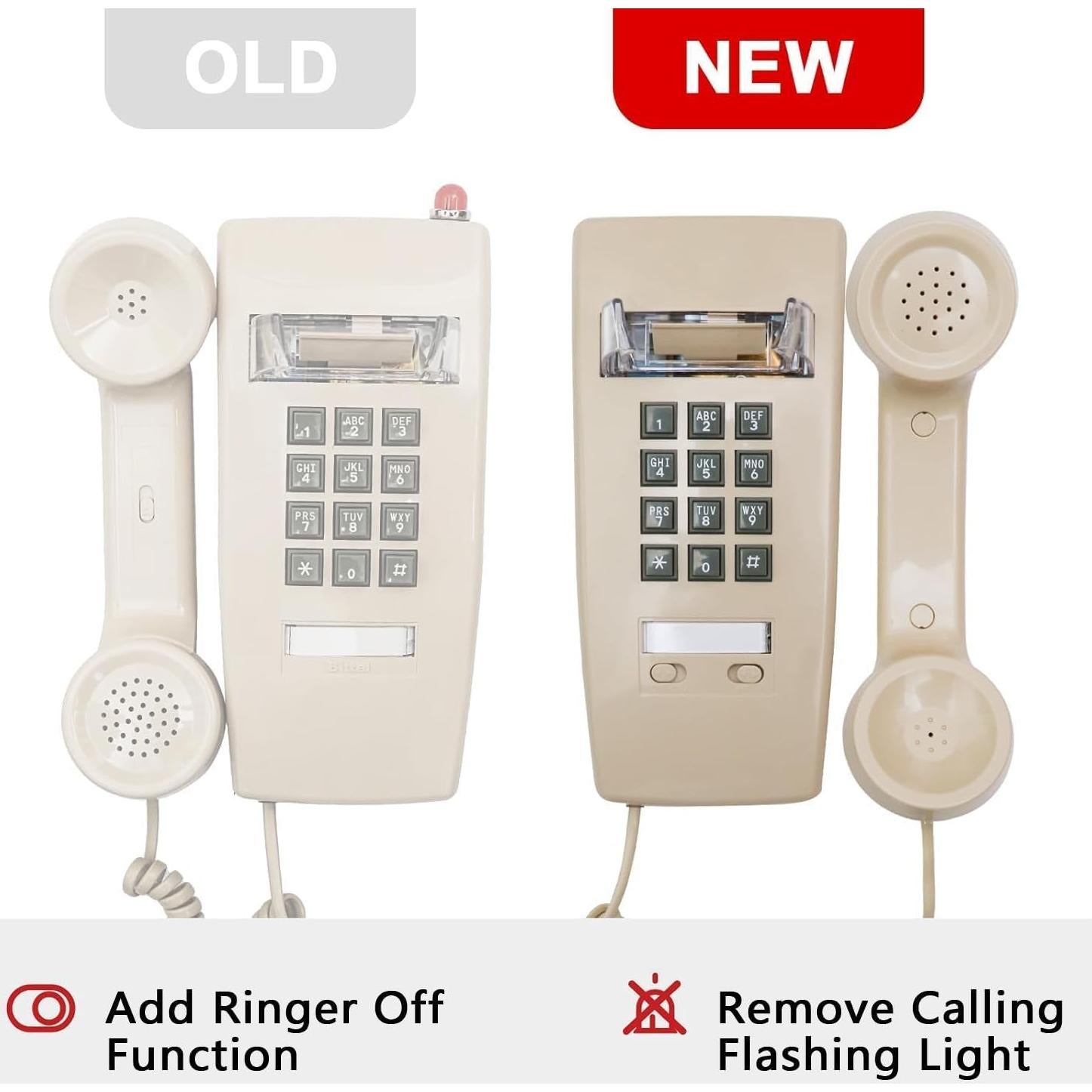 Teléfono de Pared Retro Sangyn Beige con Timbre Mecánico