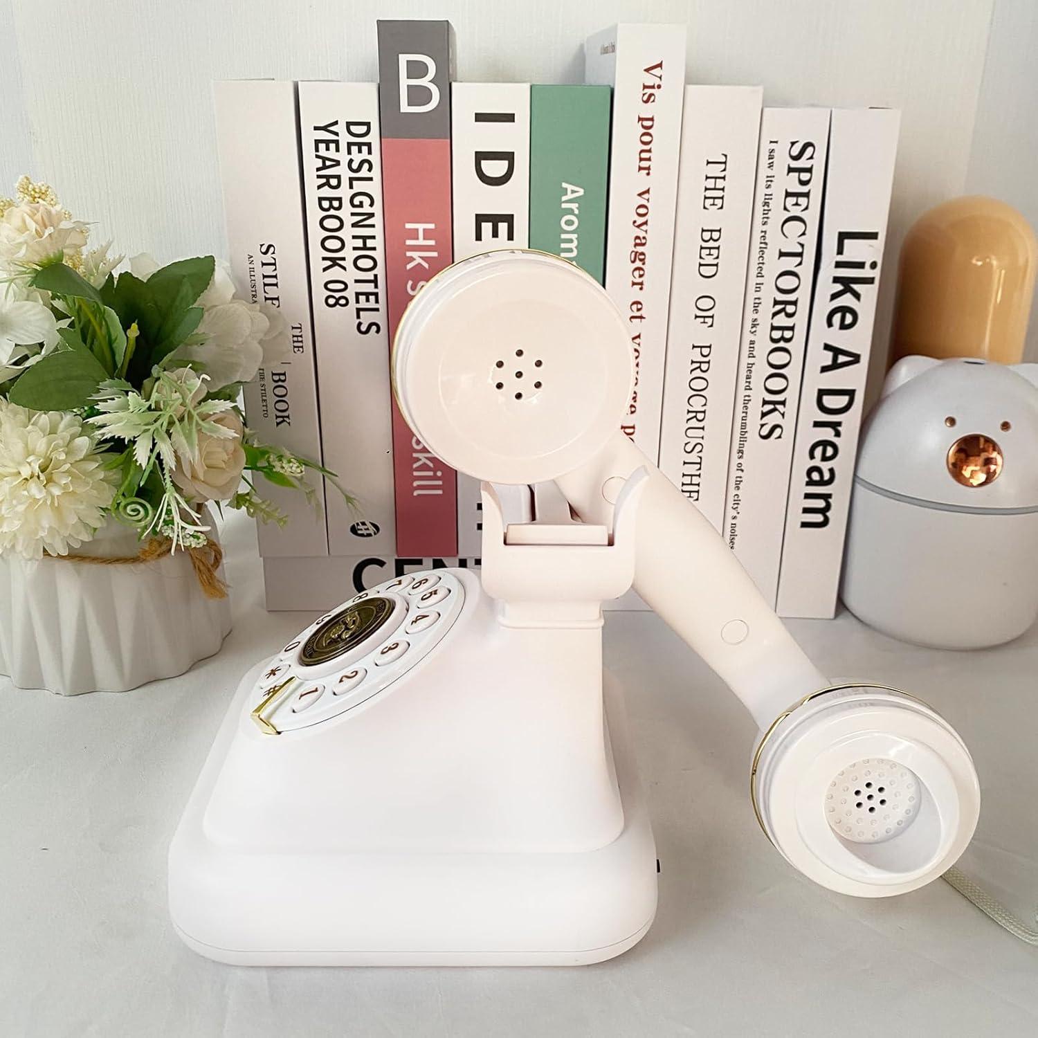 Teléfono de Línea Fija Retro Sentno Disco Vintage Blanco