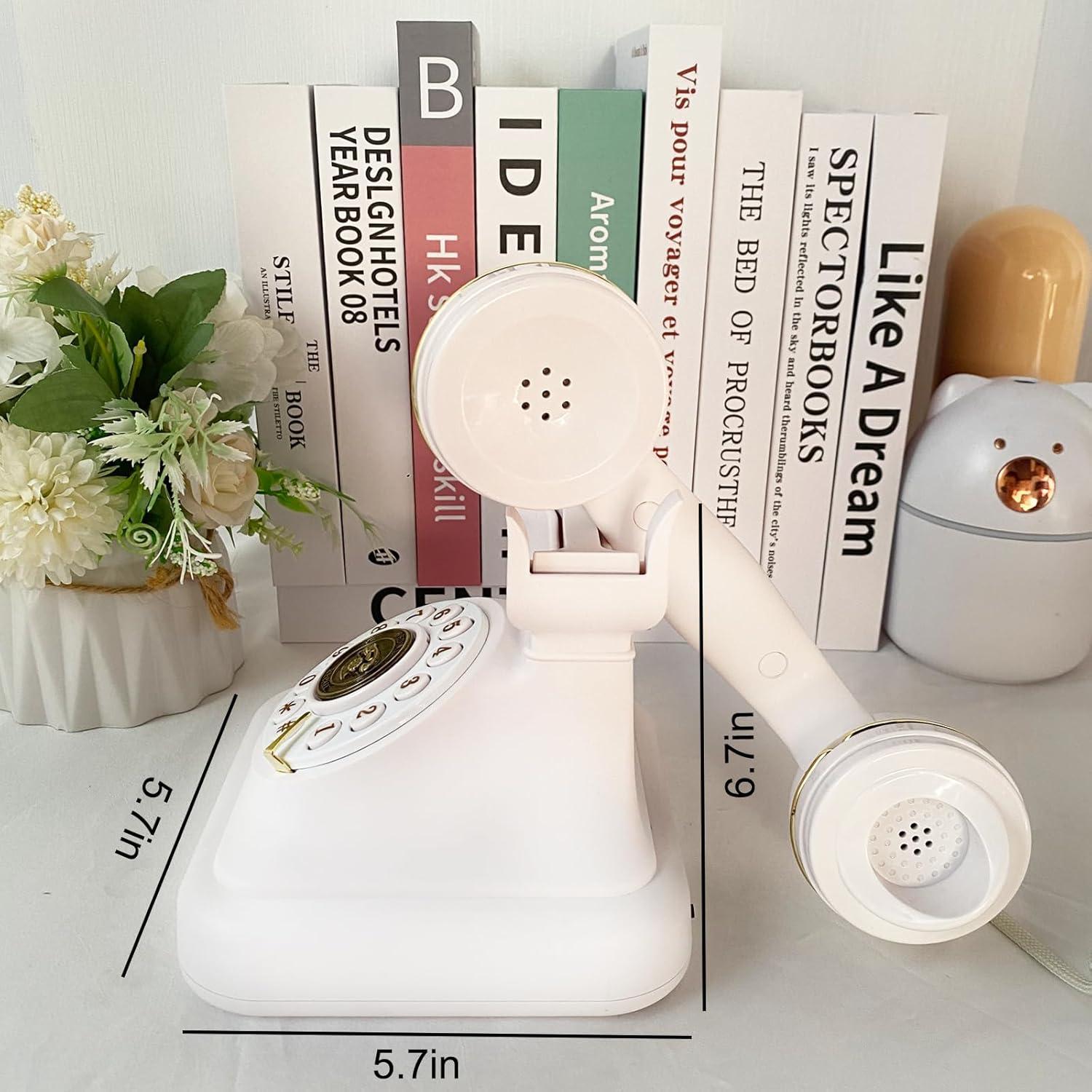 Teléfono de Línea Fija Retro Sentno Disco Vintage Blanco