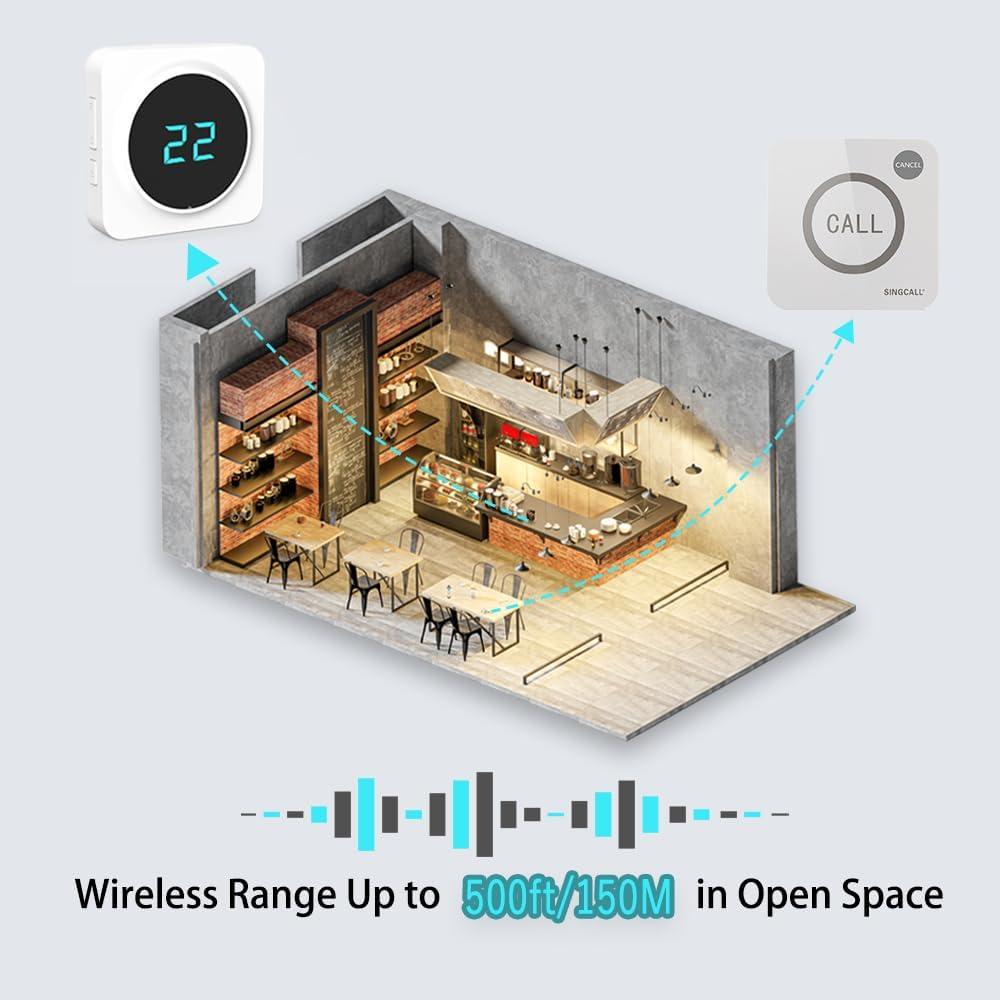 Sistema de Llamada Inalámbrico SINGCALL con 8 Botones y Receptor