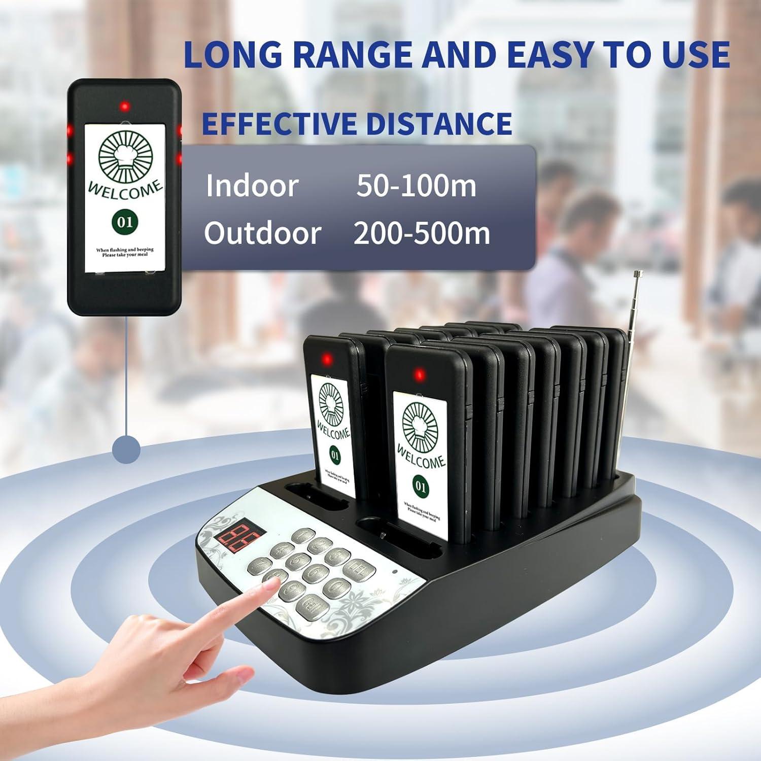 Sistema de Pagers Inalámbricos PANDAAR 500m para Restaurantes