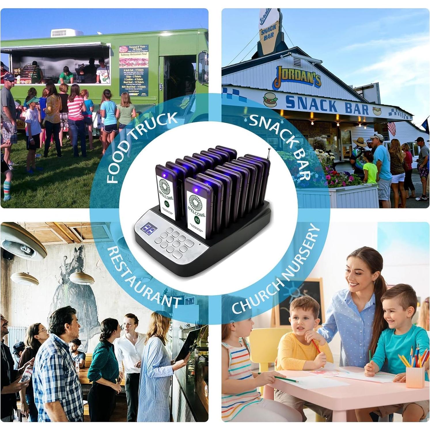 Sistema de Pagers Inalámbricos PANDAAR 500m para Restaurantes