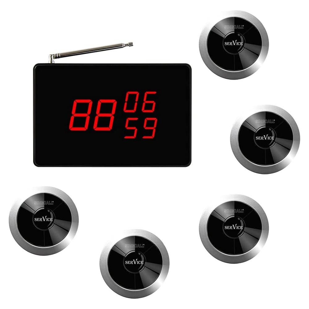 Sistema de Llamada Inalámbrico SINGCALL para Restaurantes 5 Botones