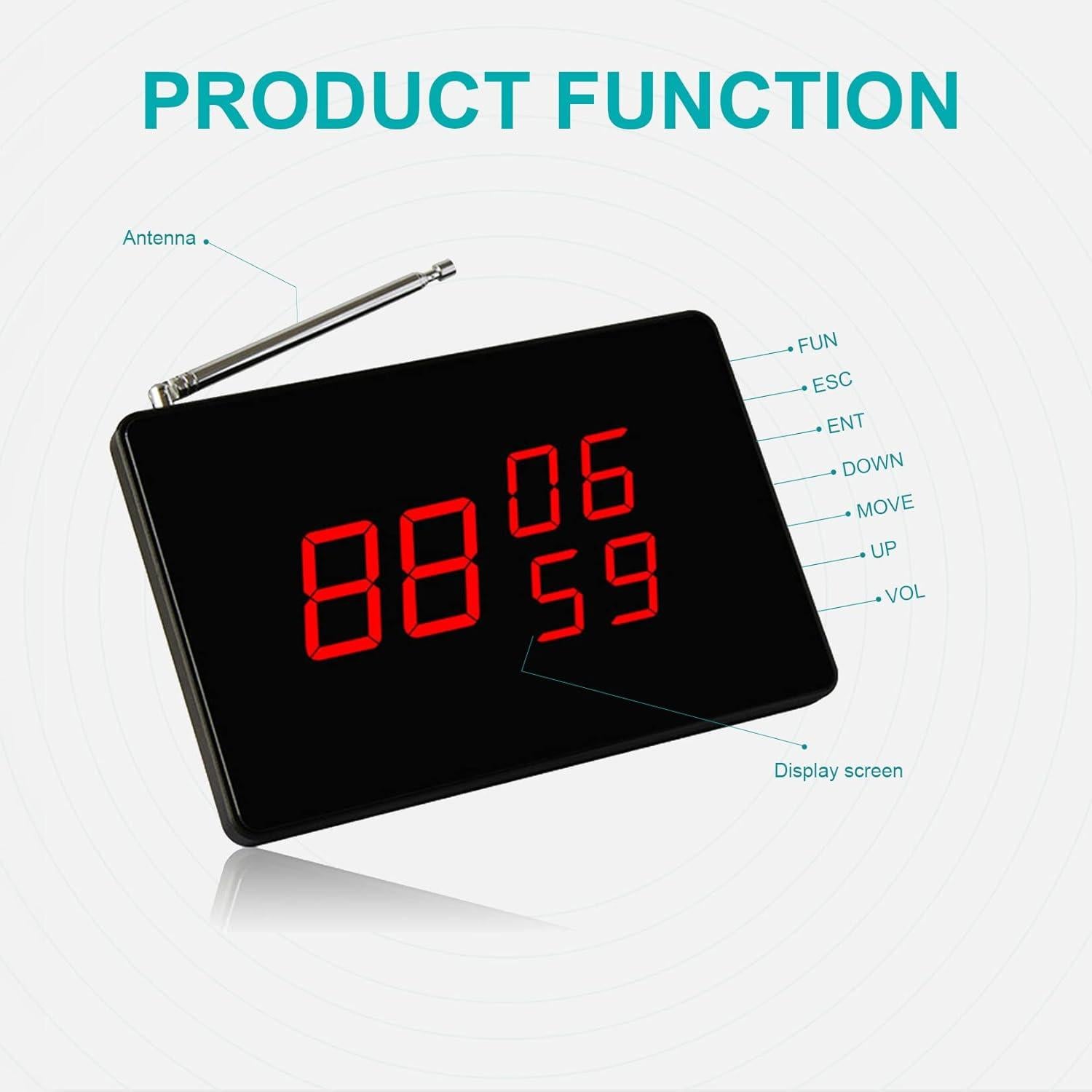 Sistema de Llamada Inalámbrico SINGCALL para Restaurantes 5 Botones