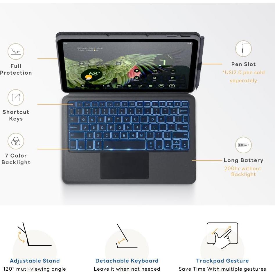 Paquete Básico Google Pixel Tablet EIP: Funda Teclado + Stylus