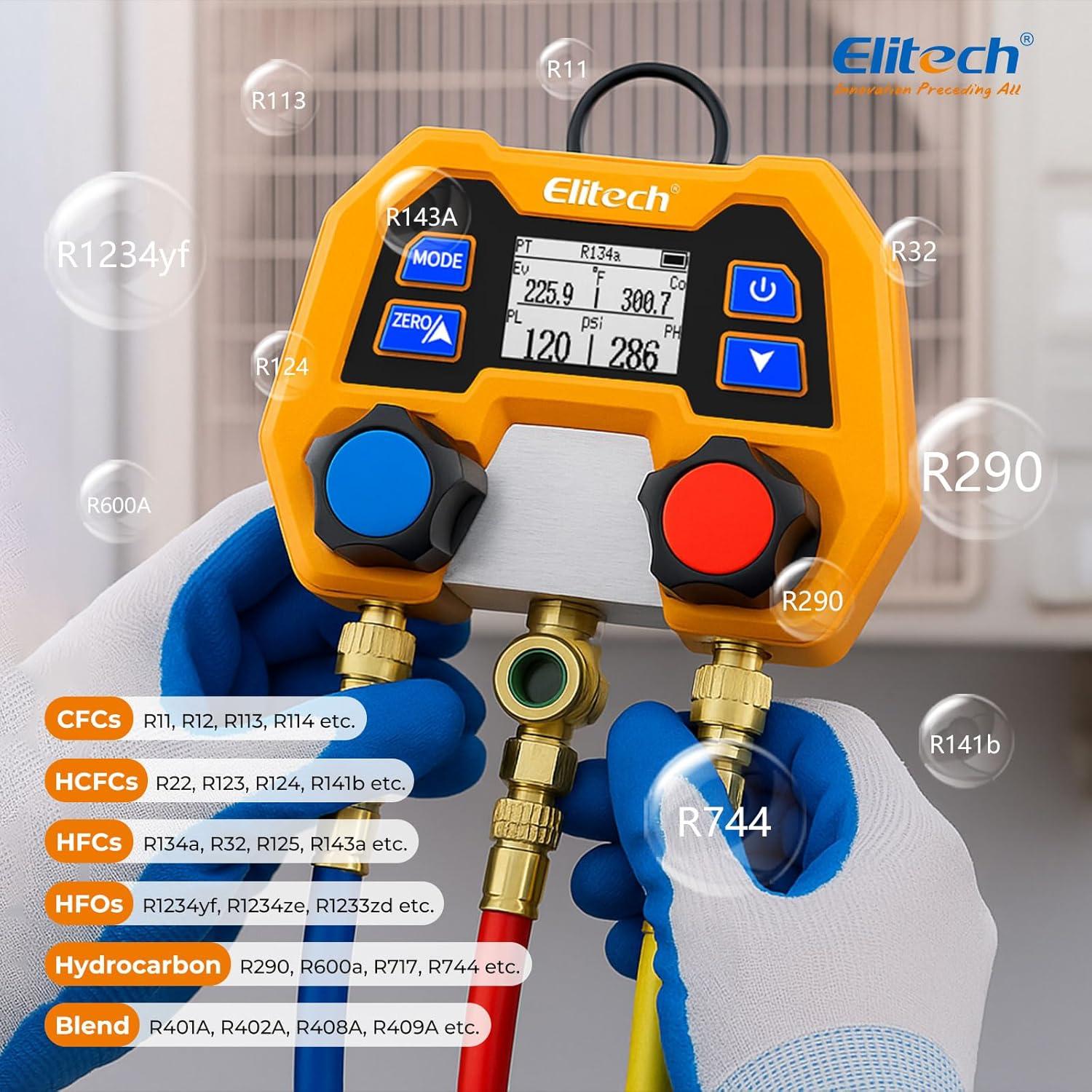 Medidor Digital de Manifold Elitech DMG-2SE para HVAC 0.74kg