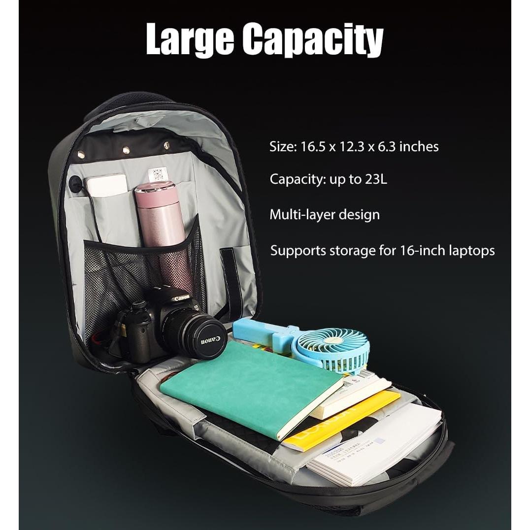 Mochila LED Impermeable MK-T3-UHD 23L para Laptop 16"