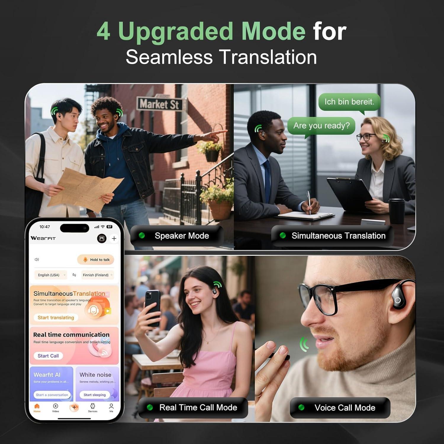 Auriculares Traductores AI Tuuhins M95 Bluetooth 5.4 60H