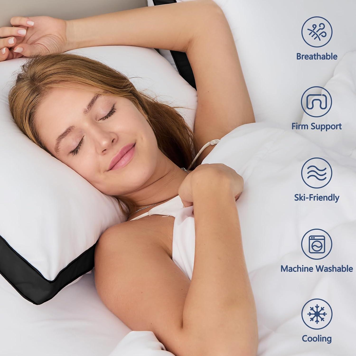 Juego de 2 Almohadas CozyLux Queen Microfibra Suave Negro