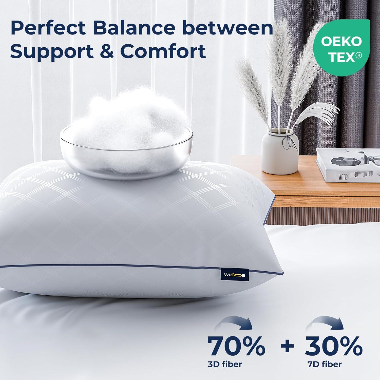 Juego de 2 almohadas estándar Wellos con relleno de microfibra