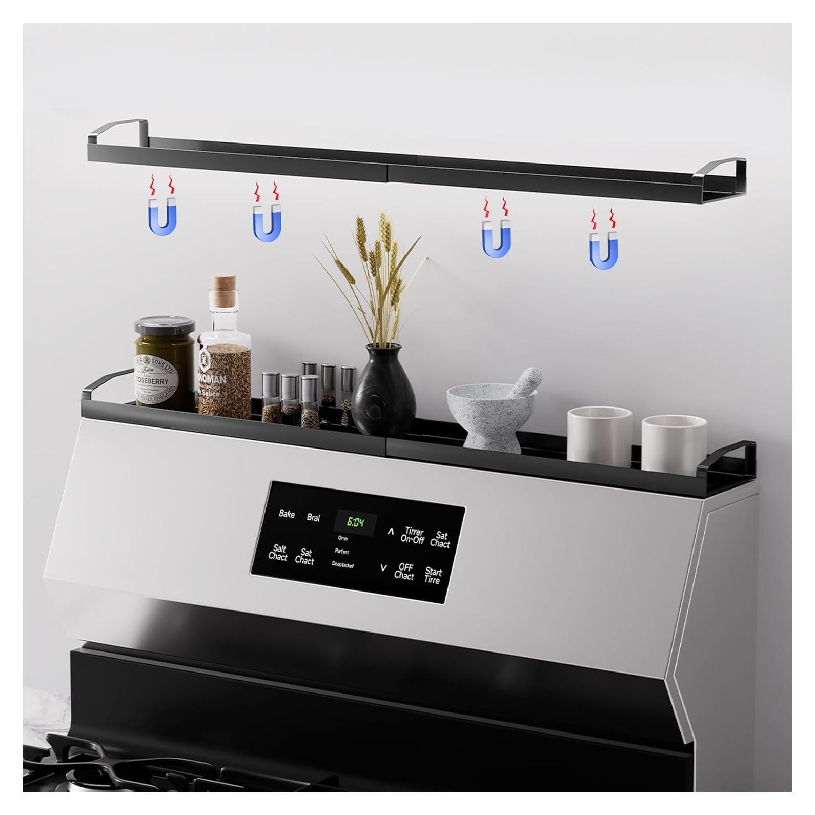 Estante Magnético Expandible para Especias WOCHUANGSI Negro