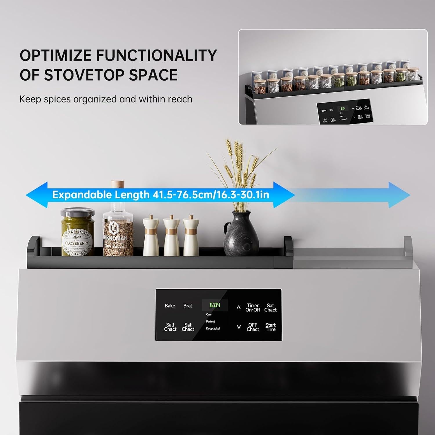 Estante Magnético Expandible para Especias WOCHUANGSI Negro