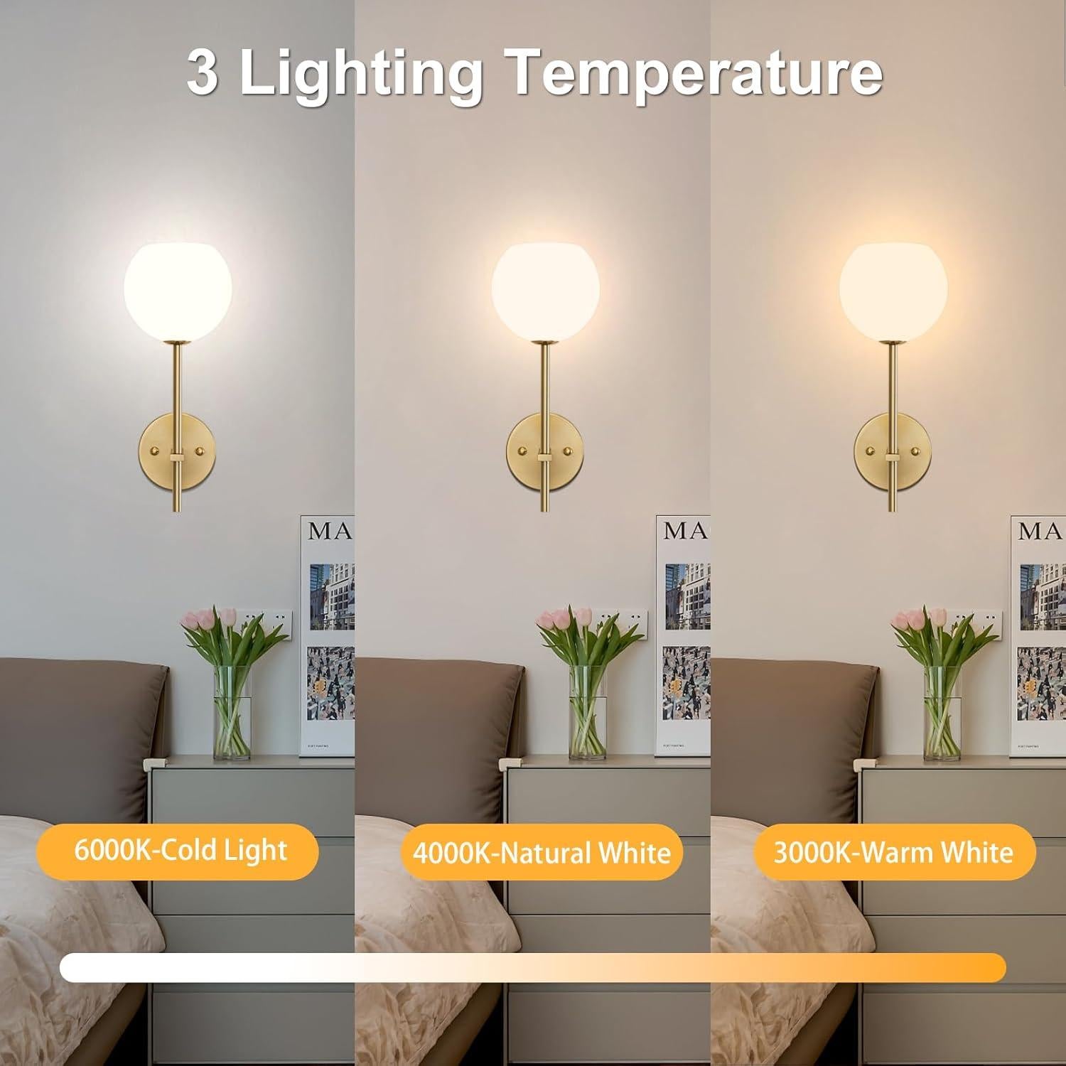 Juego de 2 Apliques de Pared Dorados Keep Shinning, 12 RGB