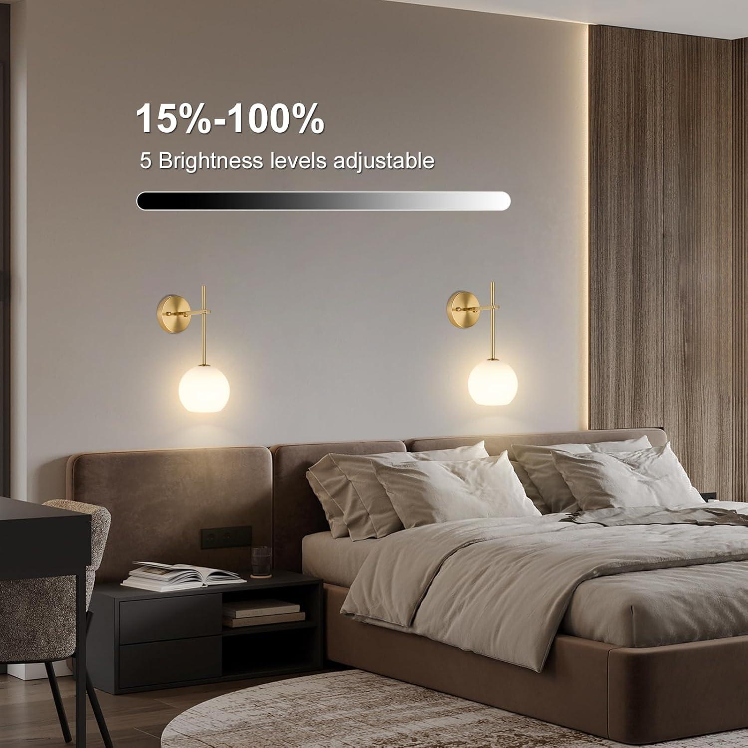 Juego de 2 Apliques de Pared Dorados Keep Shinning, 12 RGB