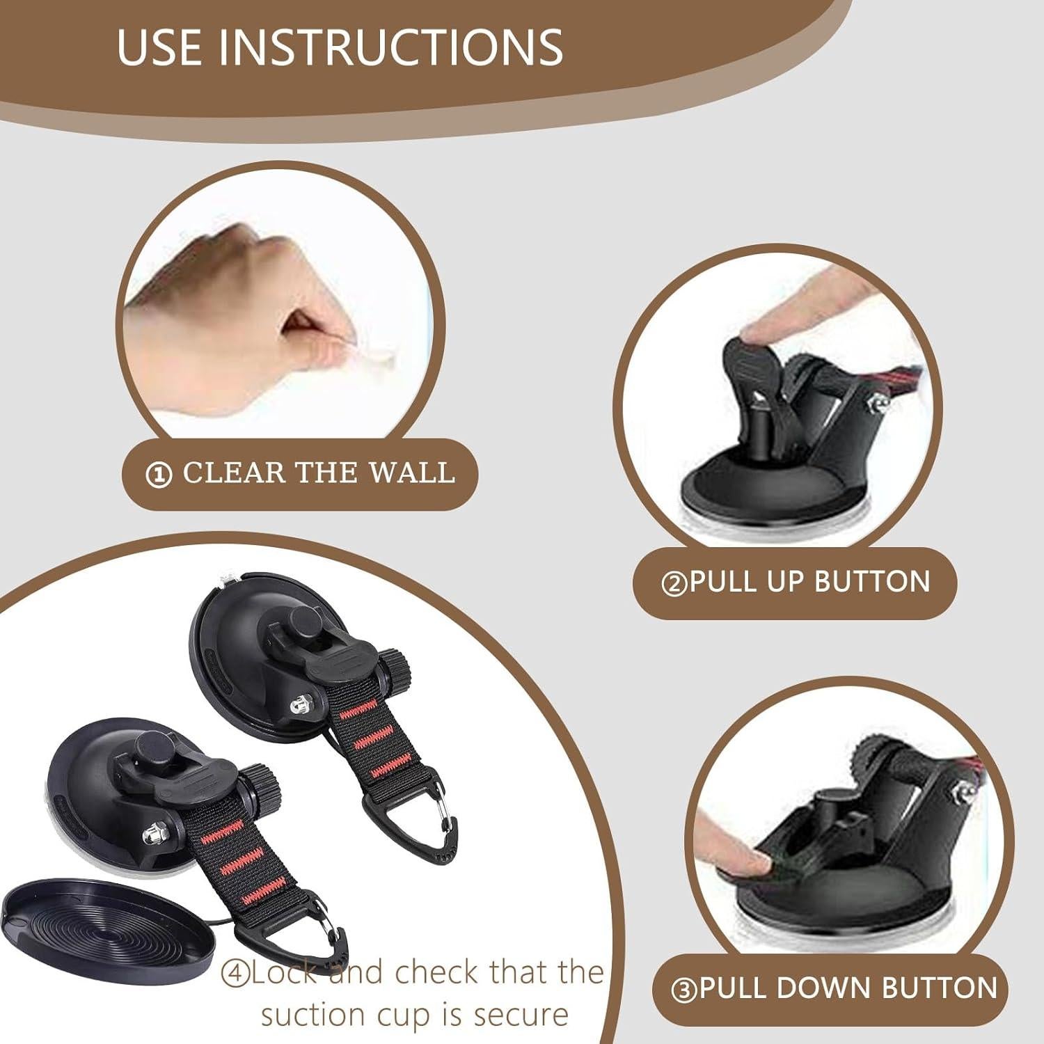 Anclajes de Ventosas DthwagfL 4 Pcs 10 kg para Camping