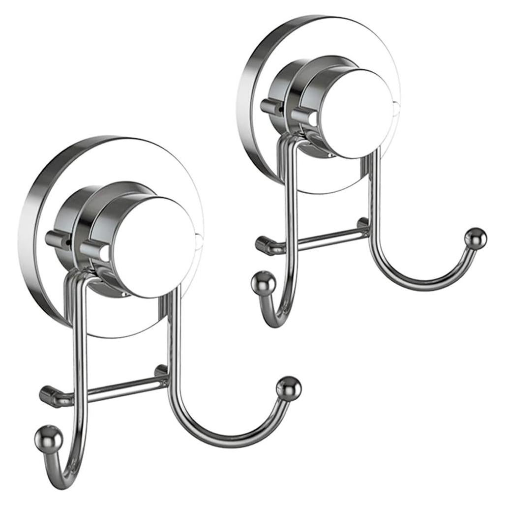 Ganchos de Ventosa HOME SO Cromado para Ducha y Cocina - 2 Unidades