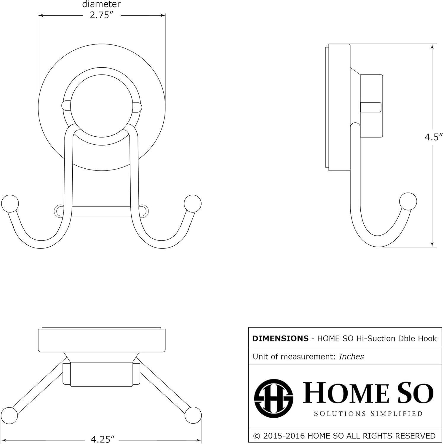 Ganchos de Ventosa HOME SO Cromado para Ducha y Cocina - 2 Unidades