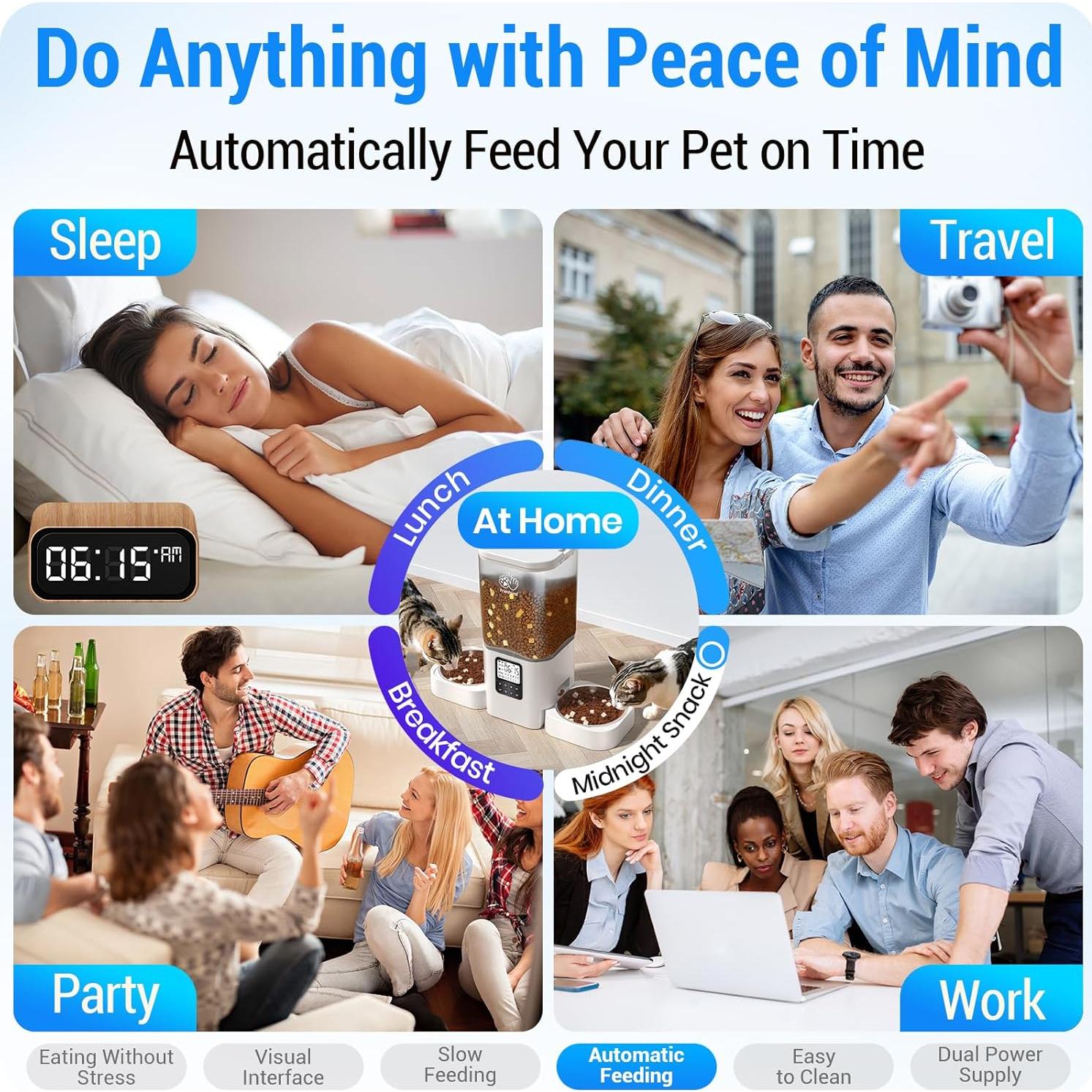 Comedero Automático Frienhund para 2 Gatos 29 Tazas Blanco