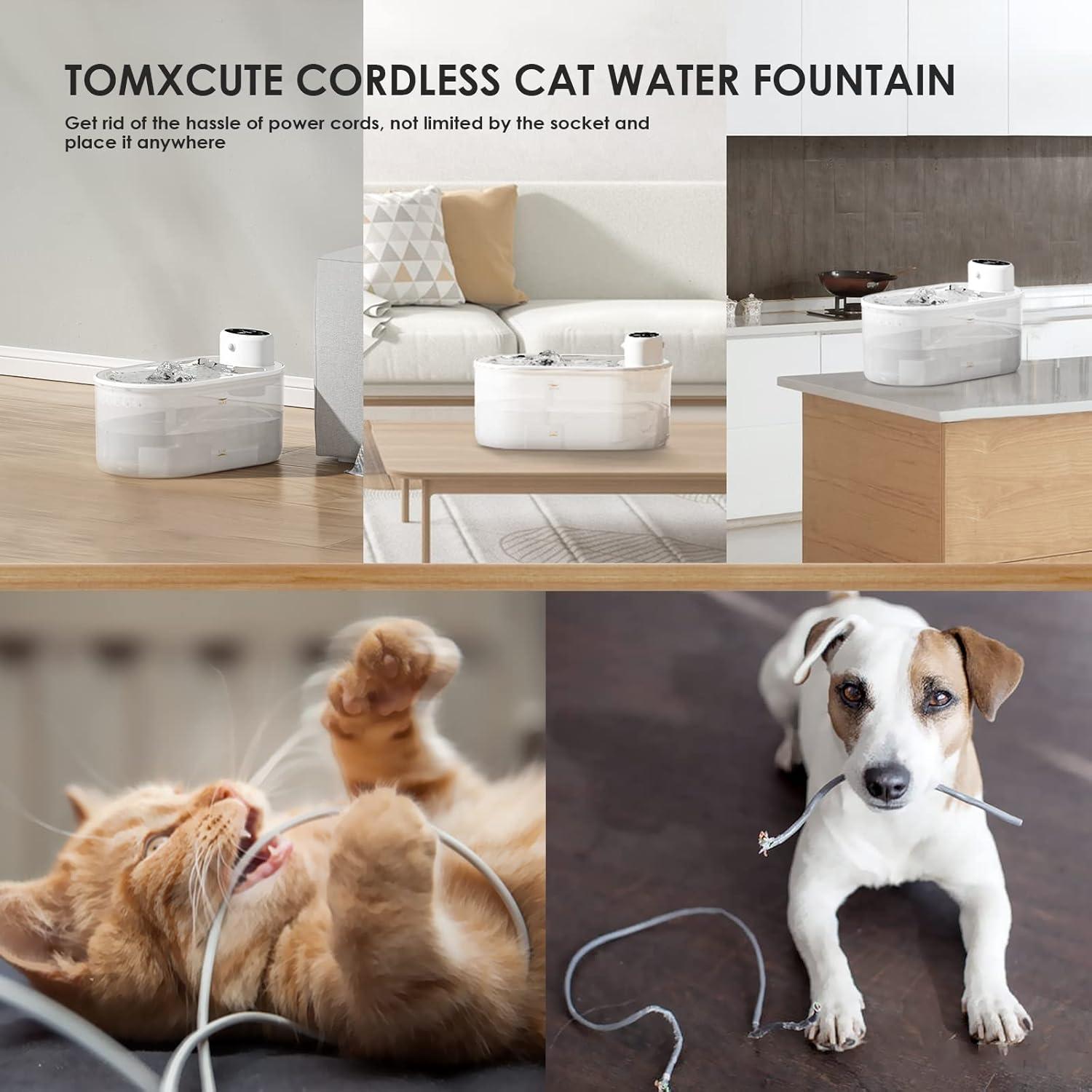 Fuente de Agua Automática para Gatos Tomxcute 3.0L Inalámbrica