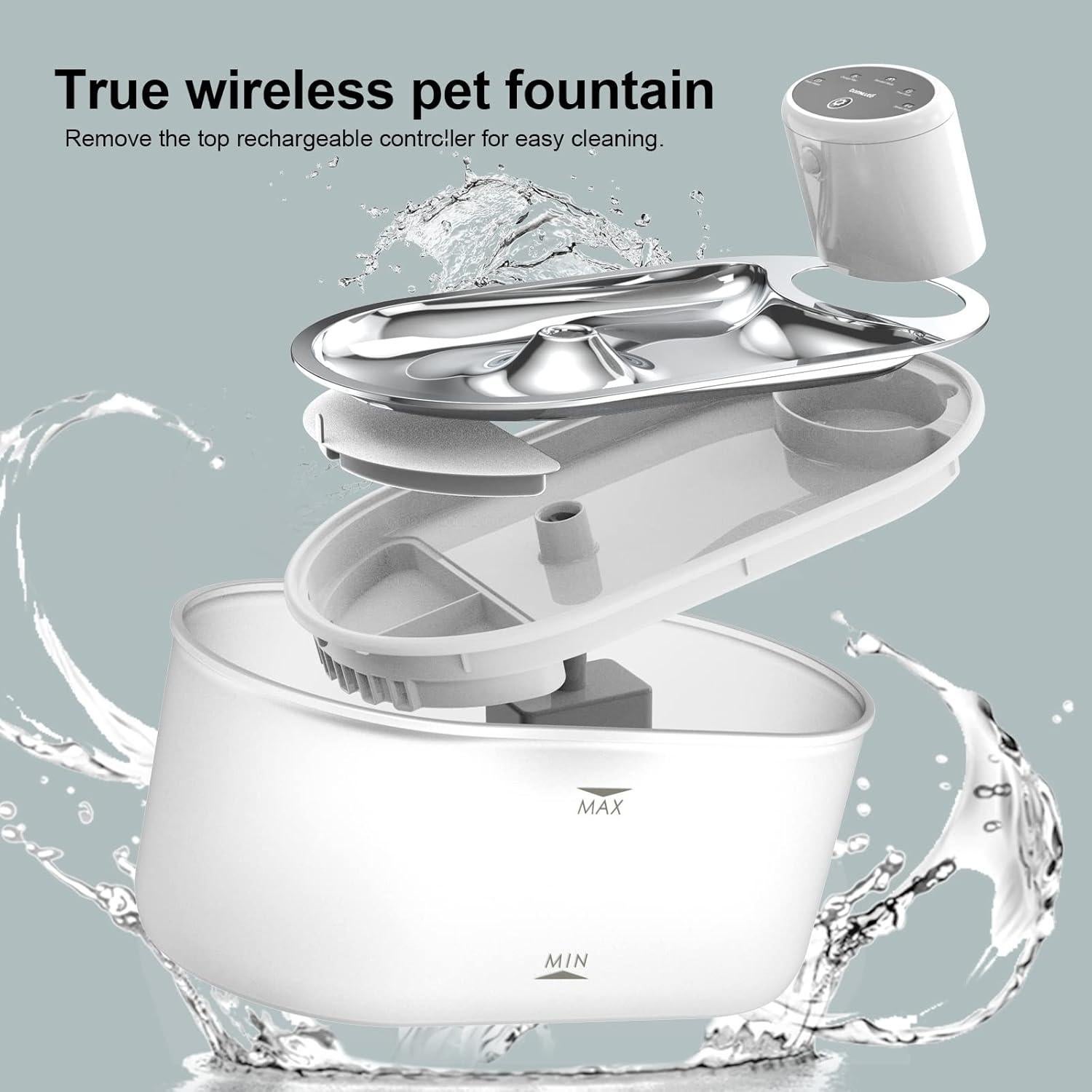 Fuente de Agua Automática para Gatos Tomxcute 3.0L Inalámbrica