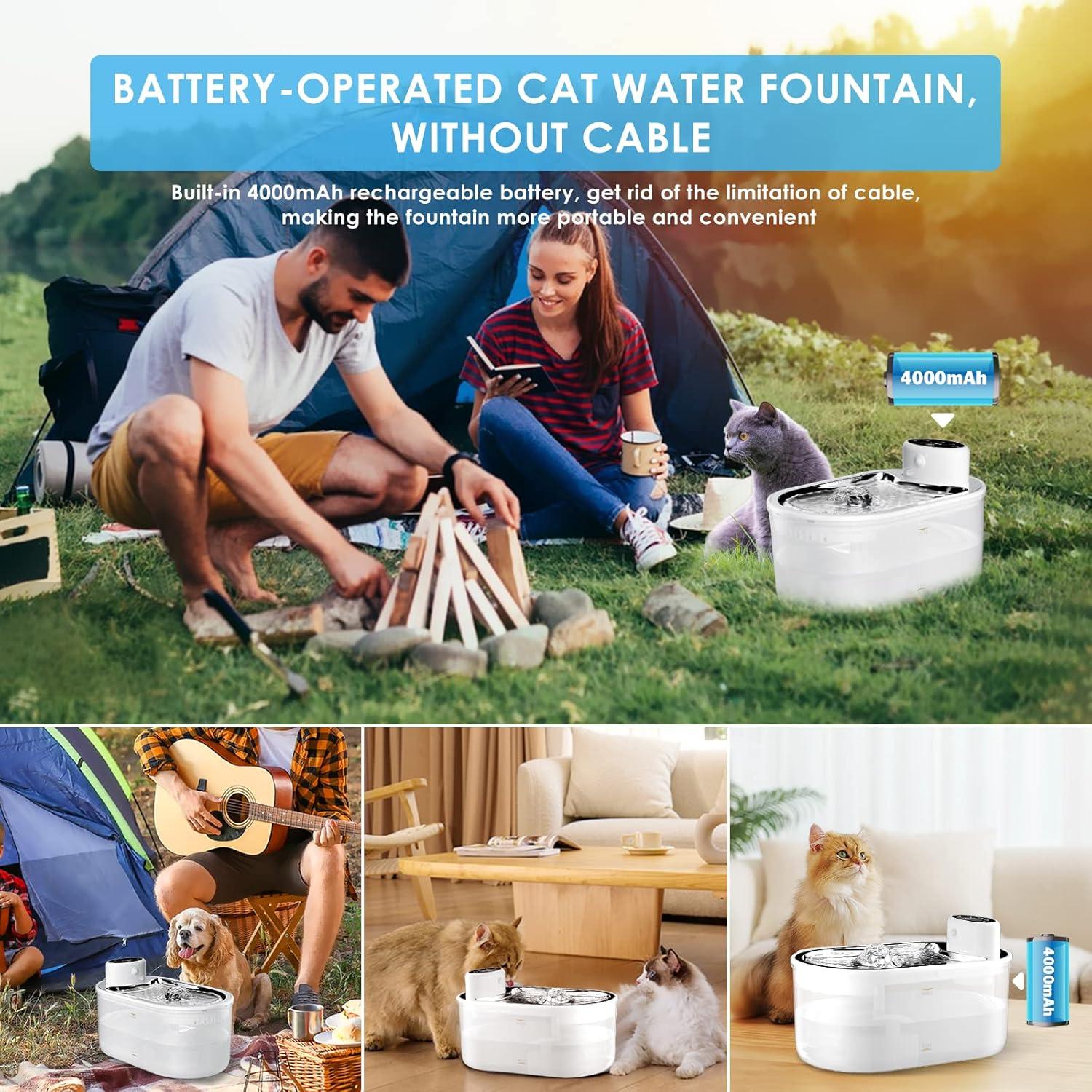 Fuente de Agua Automática para Gatos Tomxcute 3.0L Inalámbrica