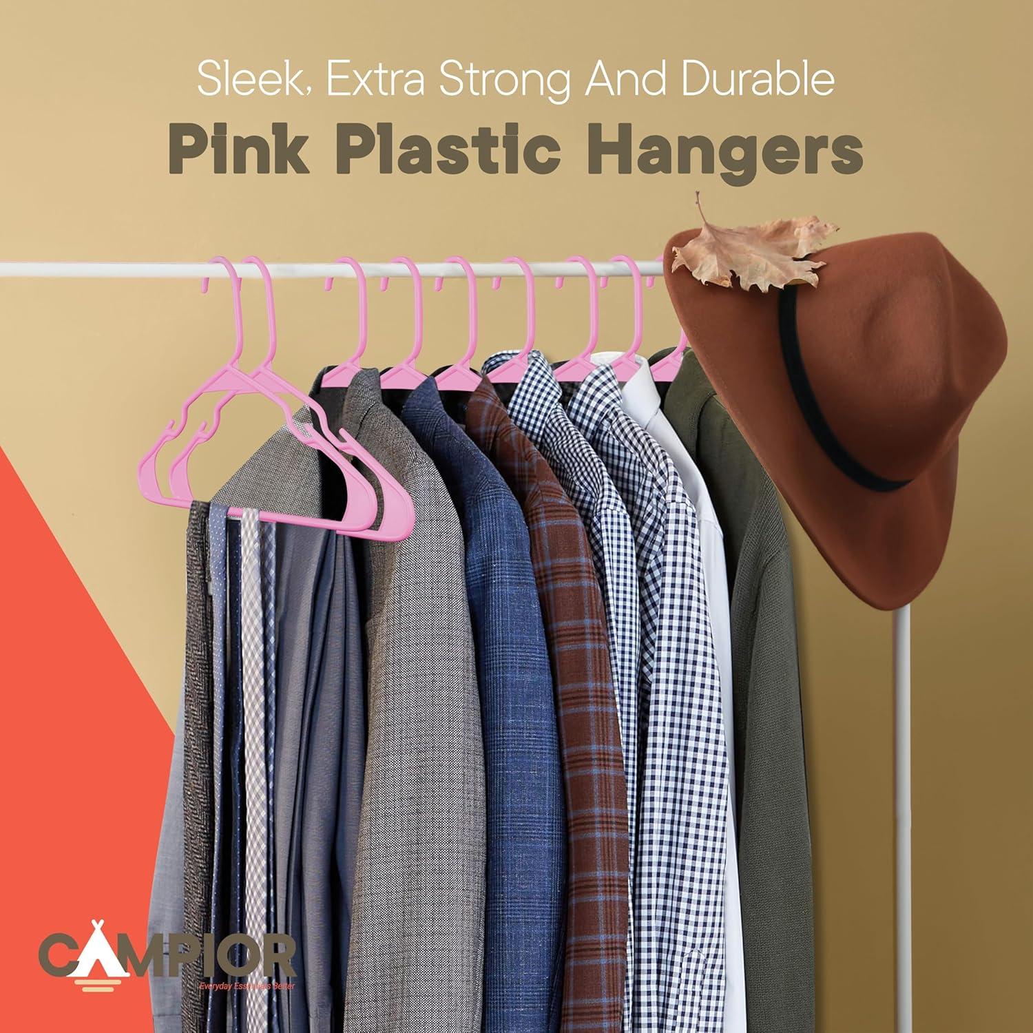 Perchas de Plástico Rosa Campior Paquete de 10 Antideslizantes