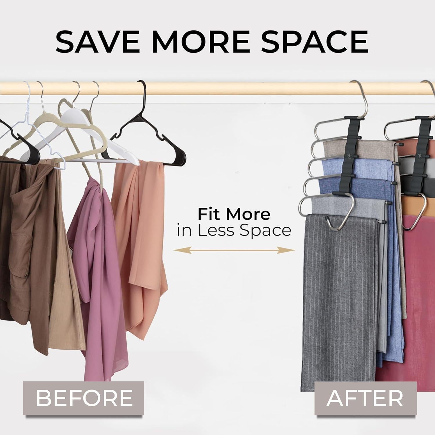 Perchas MORALVE para Pantalones - Paquete de 2 - Antideslizantes