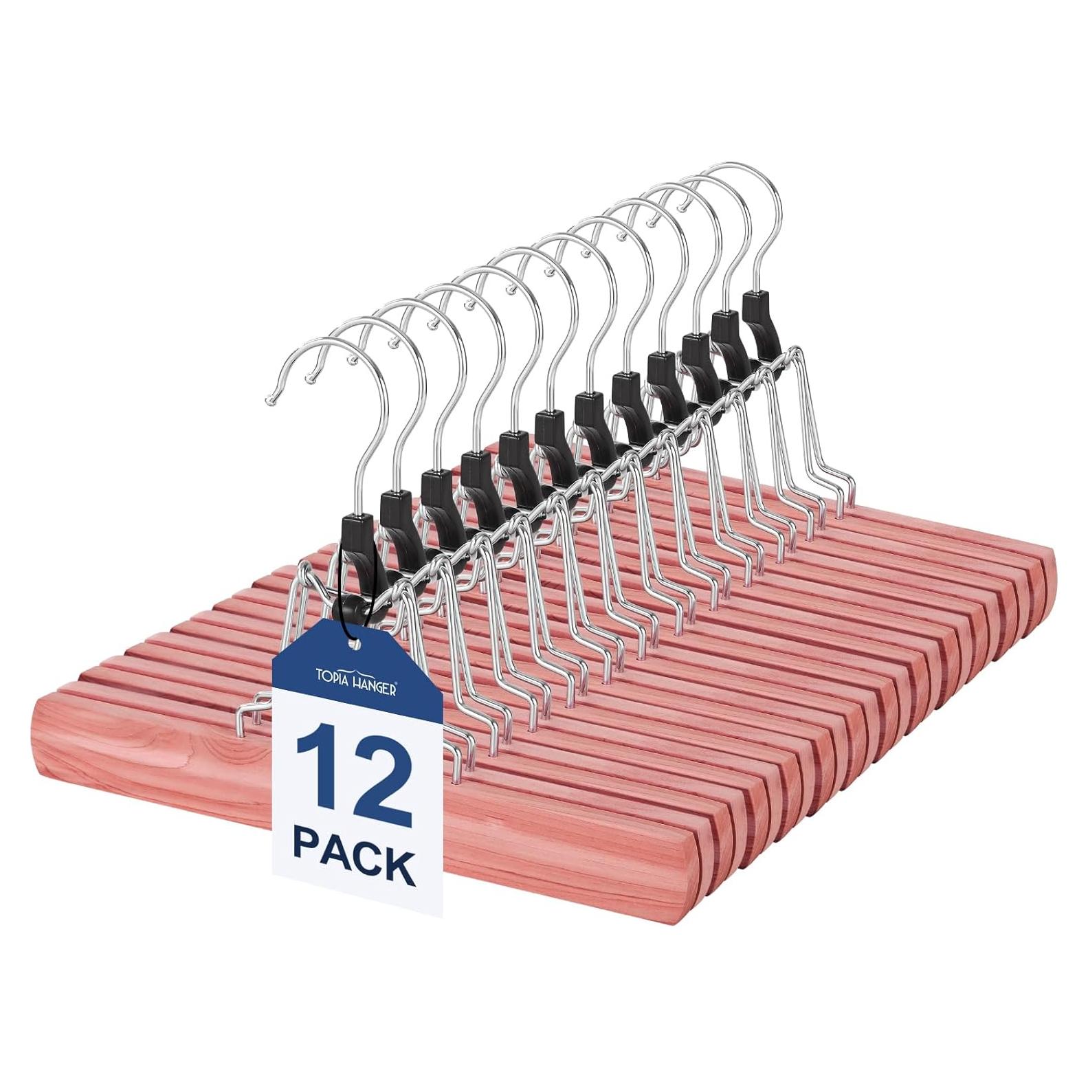 Perchas de Madera de Cedro TOPIA HANGER 12 Piezas Antideslizantes