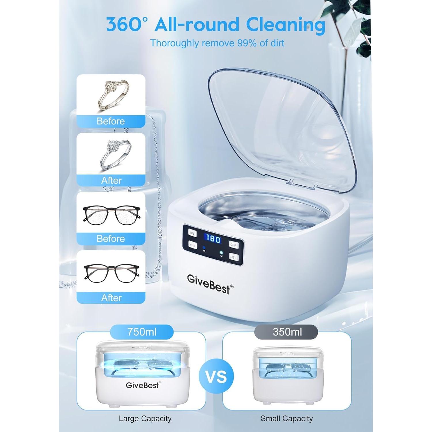 Limpiador Ultrasónico de Joyas GiveBest JX-956 750ml 45kHz