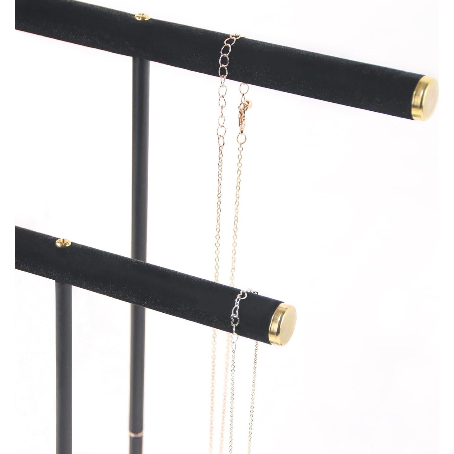 Soporte Organizador de Joyería Justsoso 38 cm Negro Metal Terciopelo