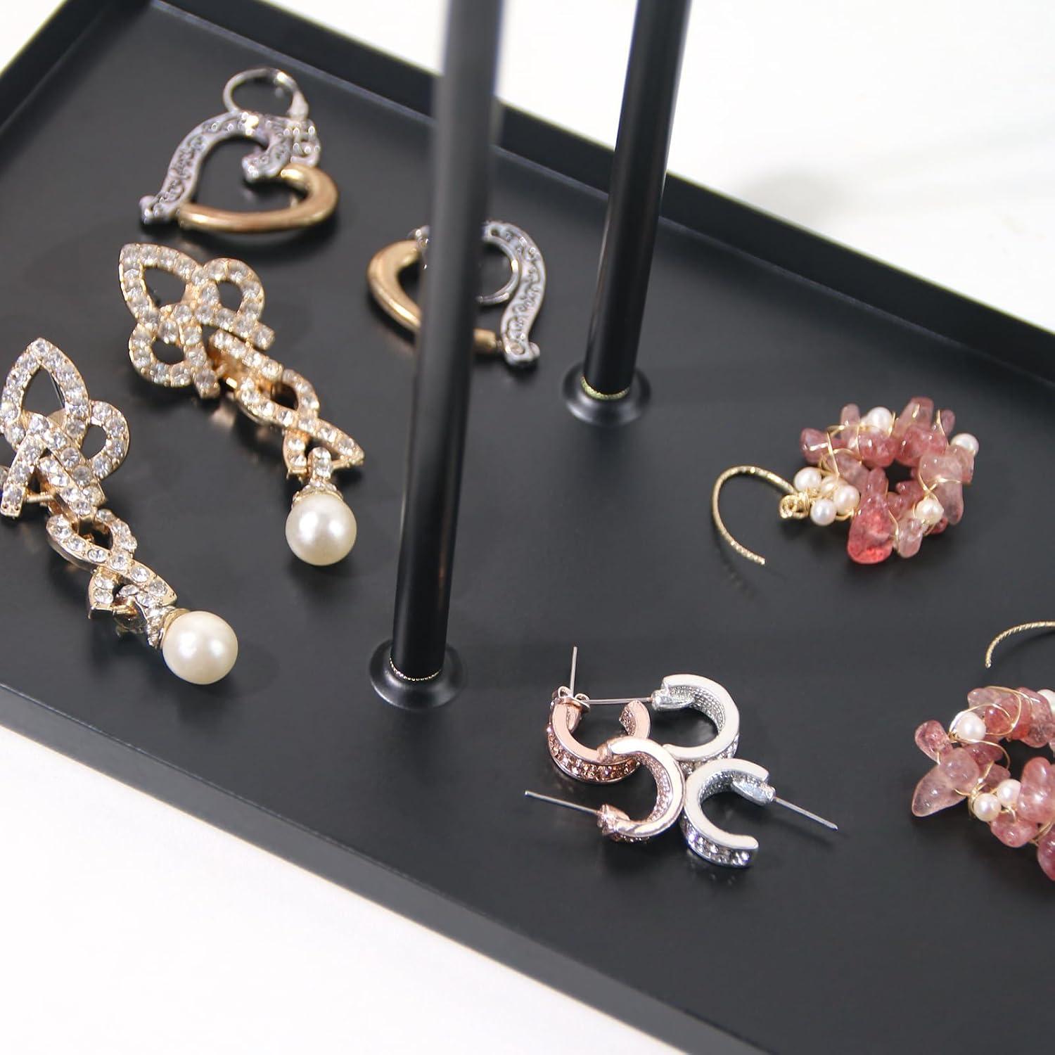 Soporte Organizador de Joyería Justsoso 38 cm Negro Metal Terciopelo