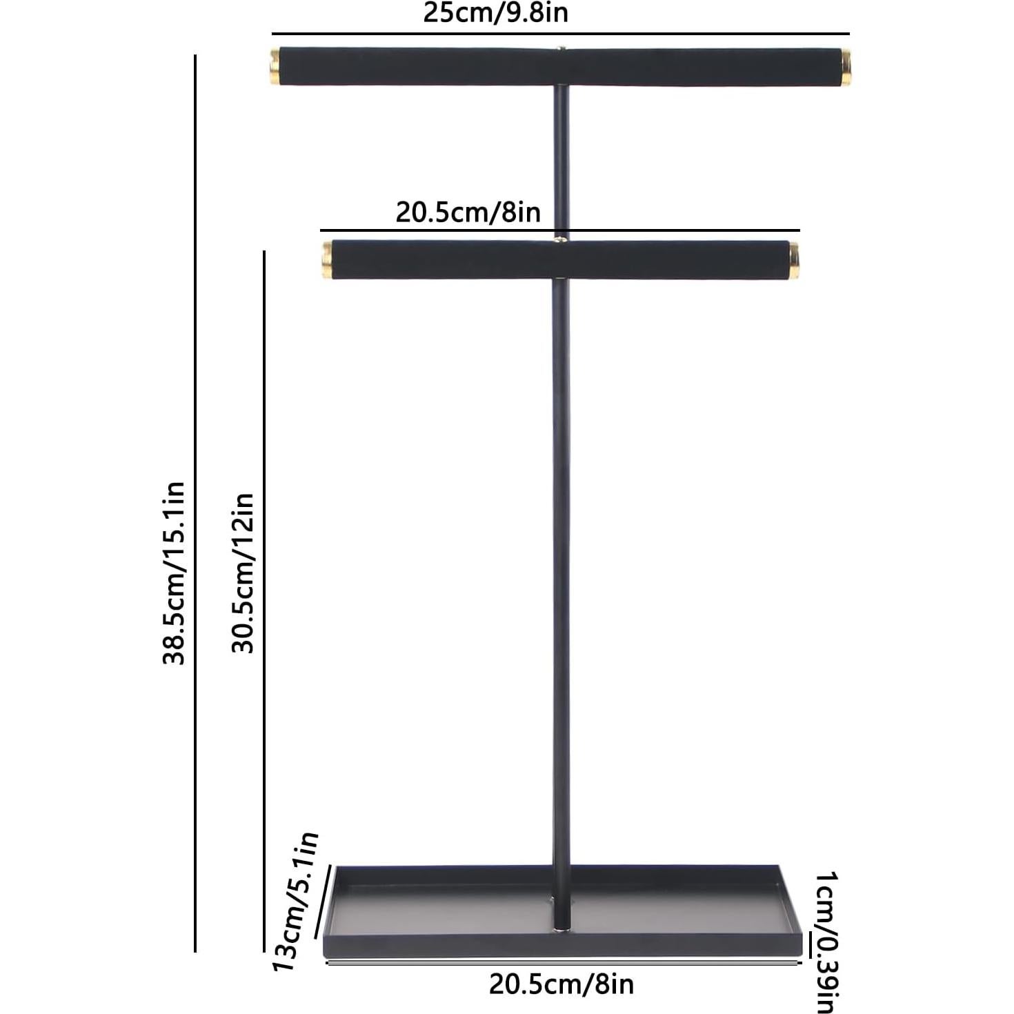Soporte Organizador de Joyería Justsoso 38 cm Negro Metal Terciopelo