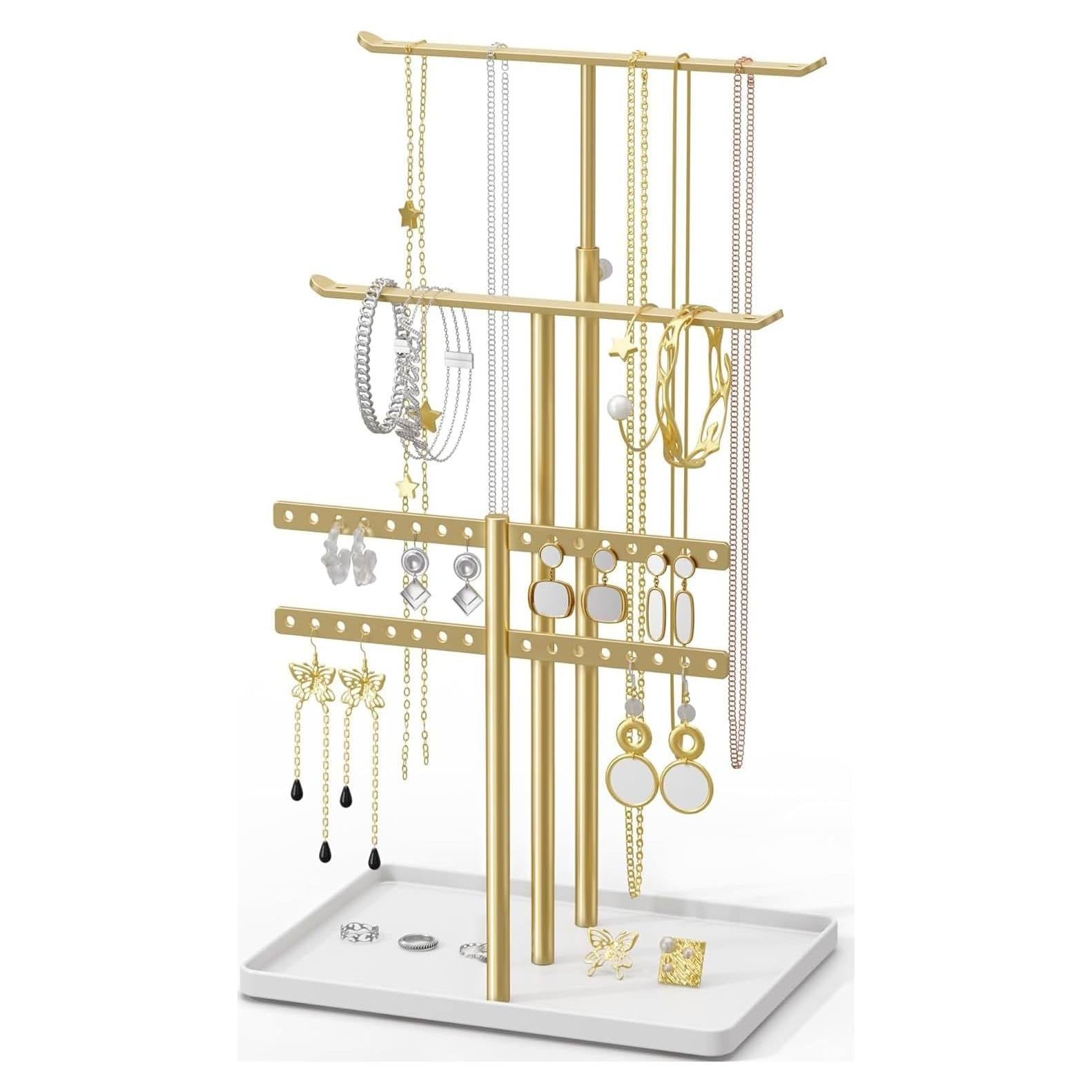 Soporte Organizador de Joyería Susswiff Ajustable 44.5 cm Metal Dorado