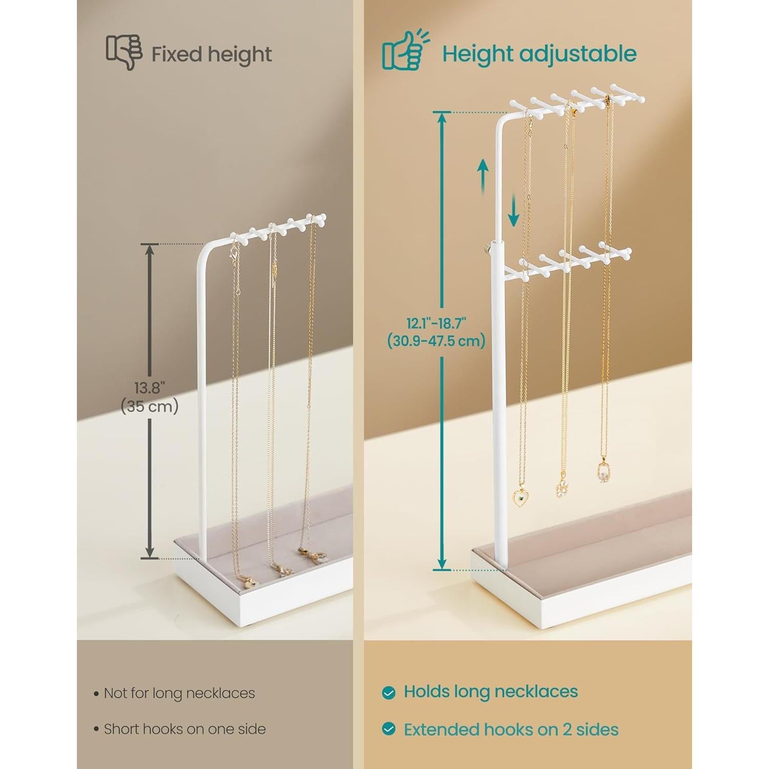 Soporte de Joyería SONGMICS Ajustable 30.9-47.5 cm Blanco