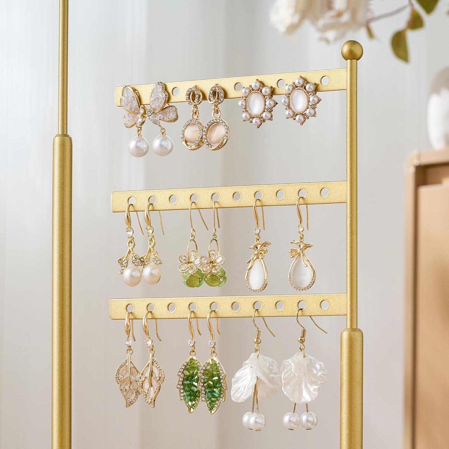 Soporte organizador de joyas Pickpiff 3 niveles dorado y blanco