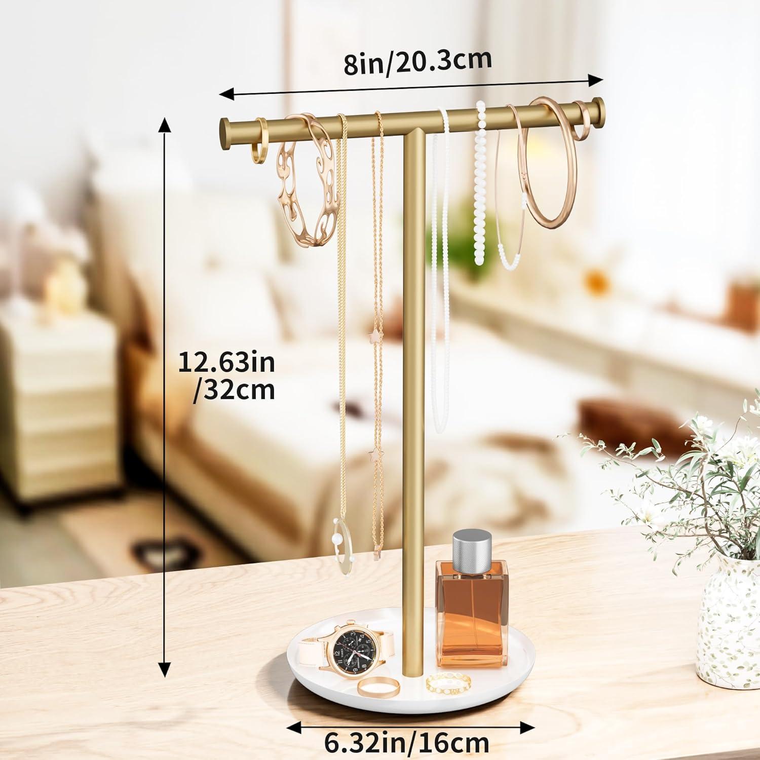 Soporte Organizador de Joyería Jasopaco Oro 32 cm Forma de T