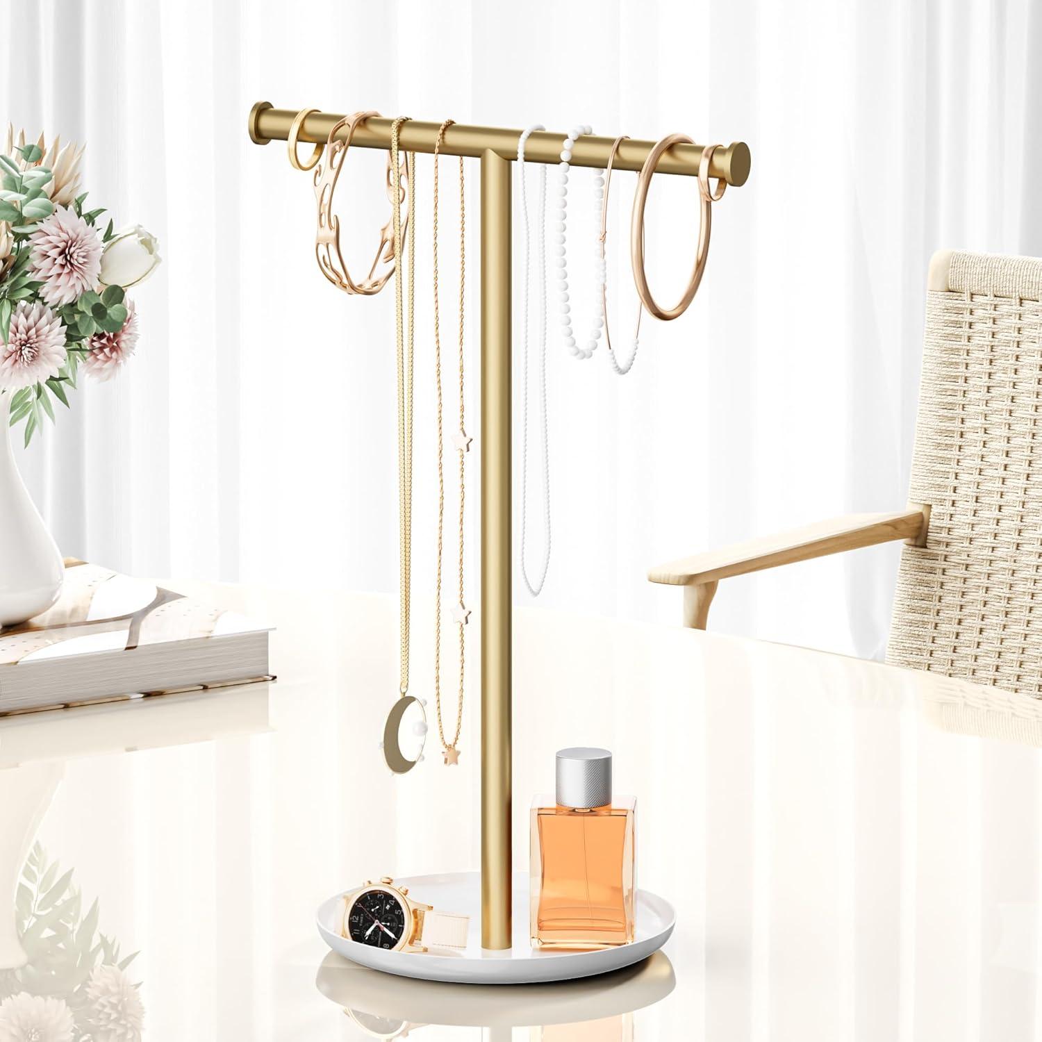 Soporte Organizador de Joyería Jasopaco Oro 32 cm Forma de T