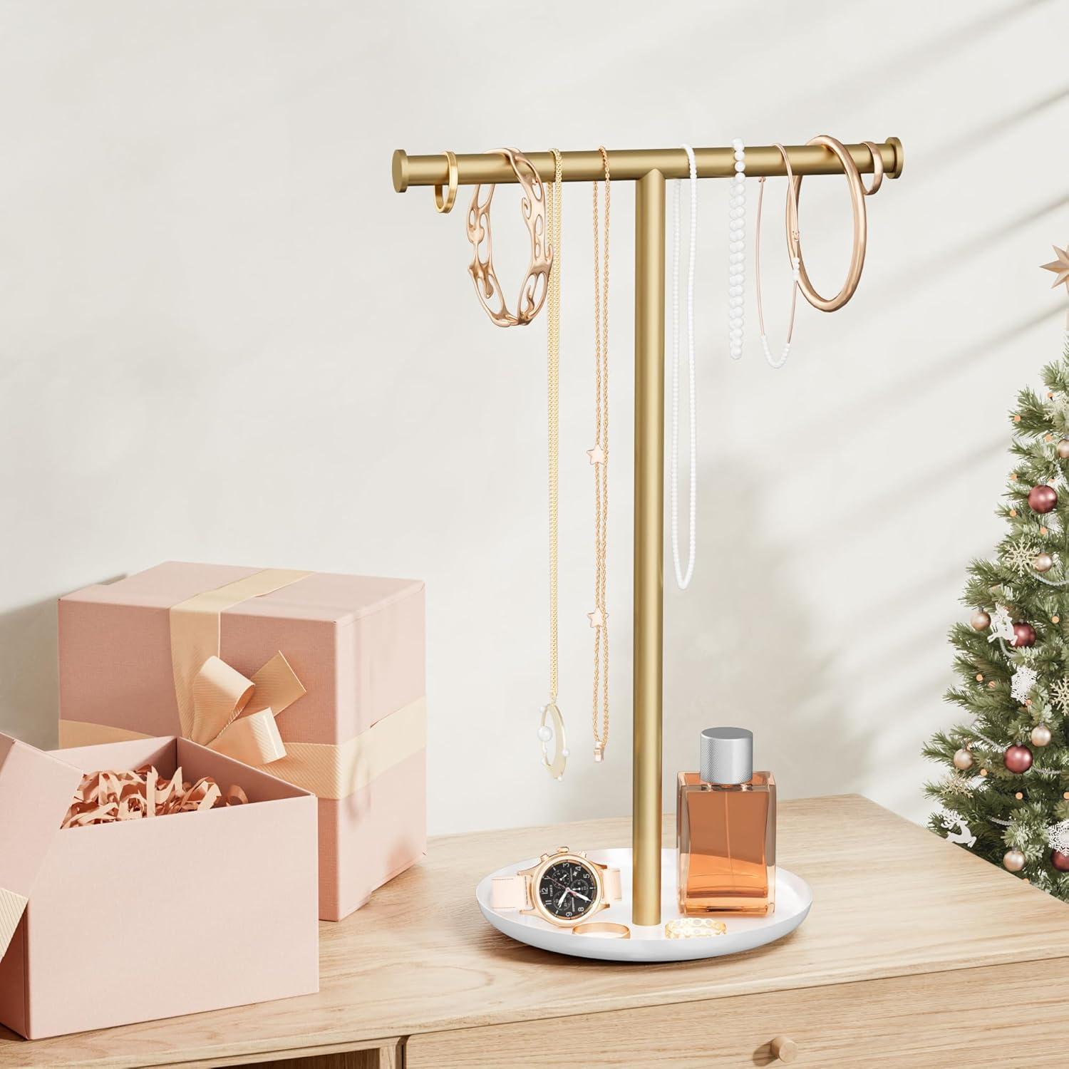 Soporte Organizador de Joyería Jasopaco Oro 32 cm Forma de T