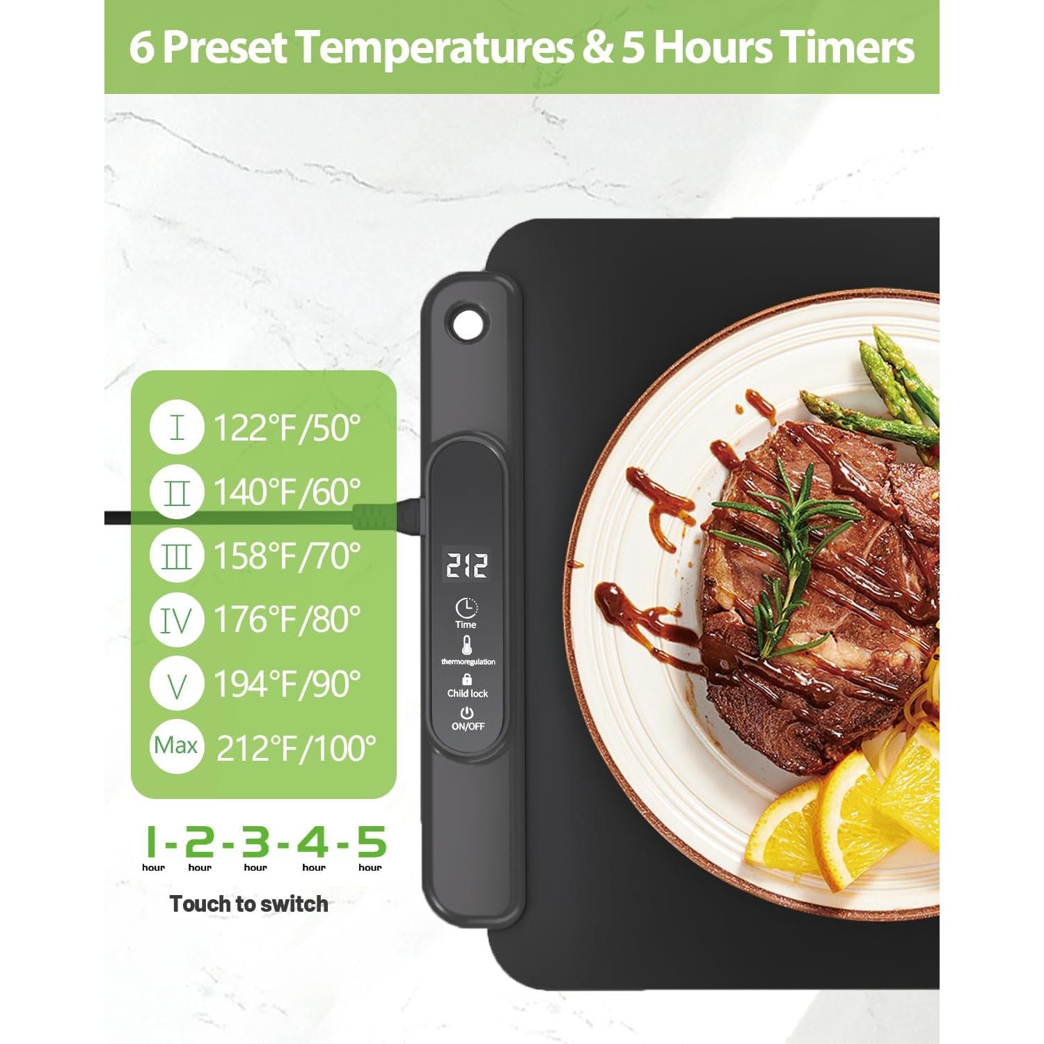 Alfombrilla Calentadora de Comida YTLAD 65x39.5cm 300W Negra