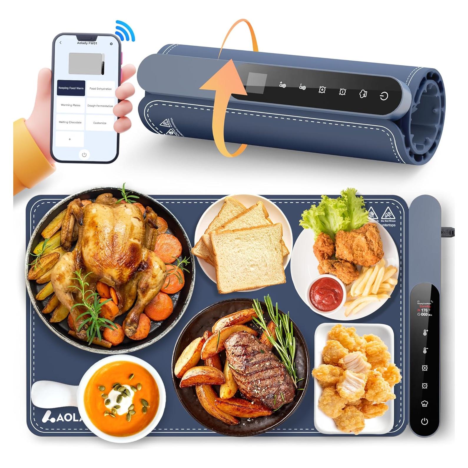 Alfombrilla Calentadora de Comida AOLADY 60x38cm con Control APP