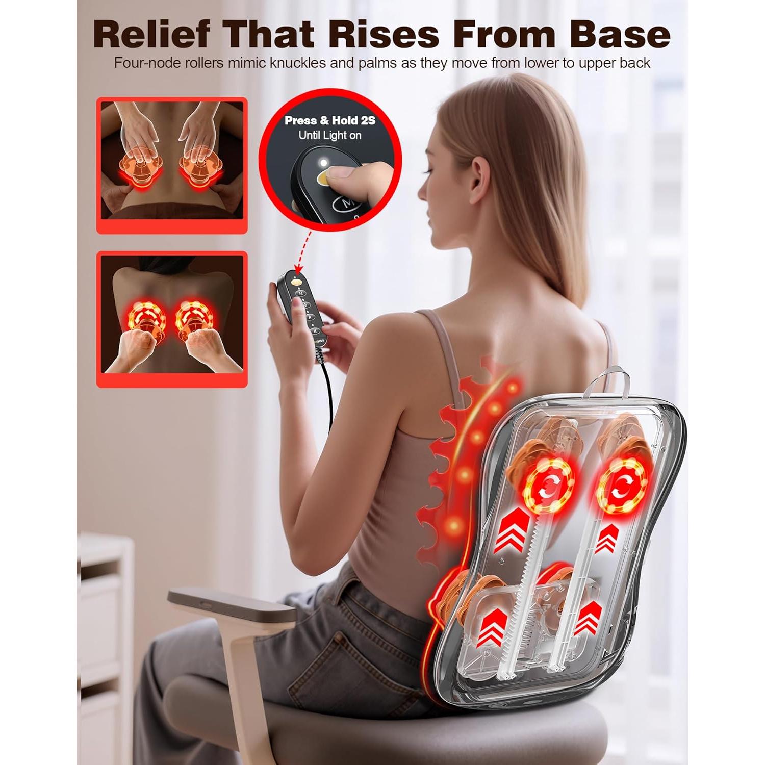 Masajeador de Espalda Shiatsu JZBRAIN FE-3307 con Calor