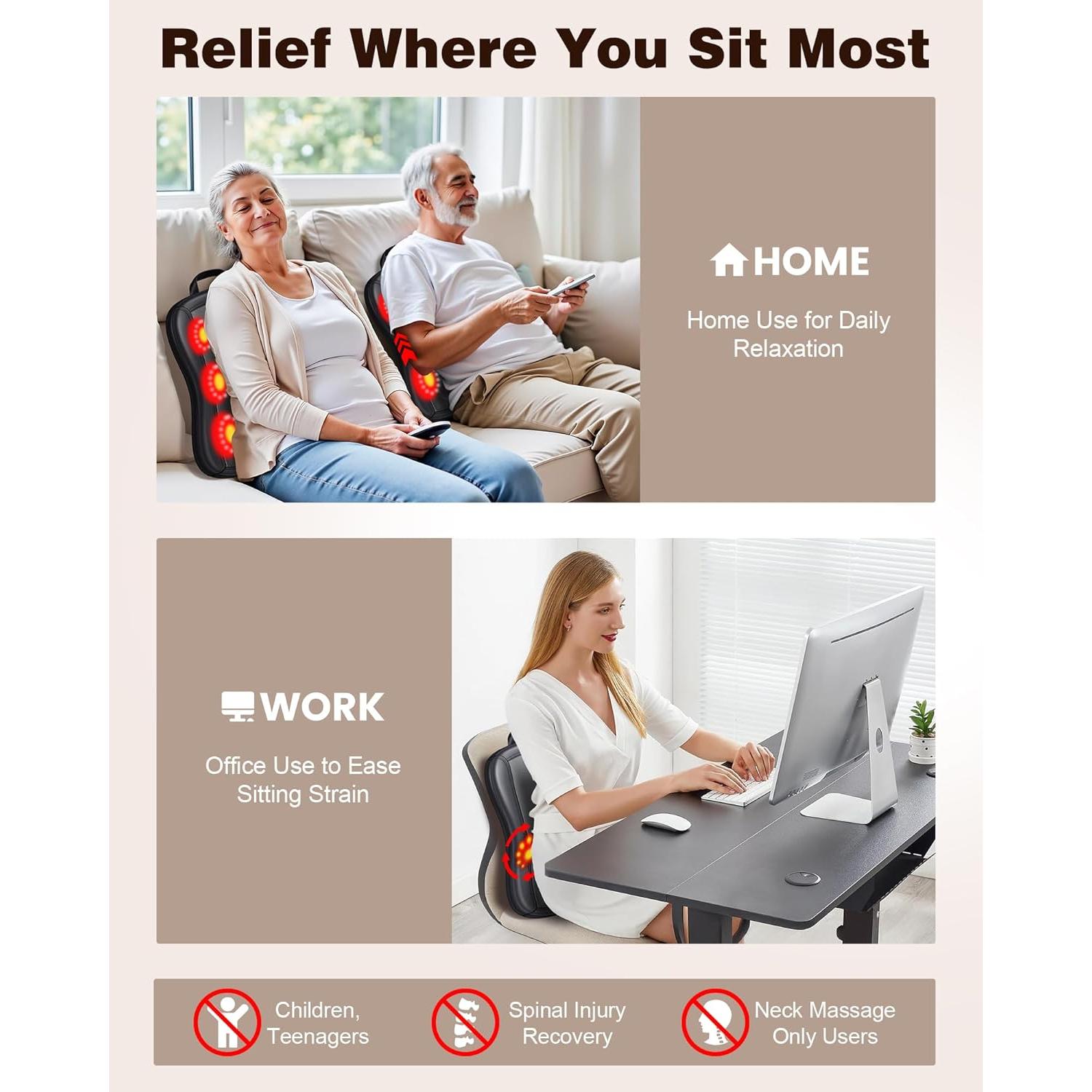 Masajeador de Espalda Shiatsu JZBRAIN FE-3307 con Calor