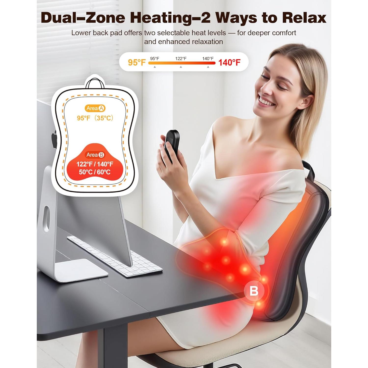 Masajeador de Espalda Shiatsu JZBRAIN FE-3307 con Calor