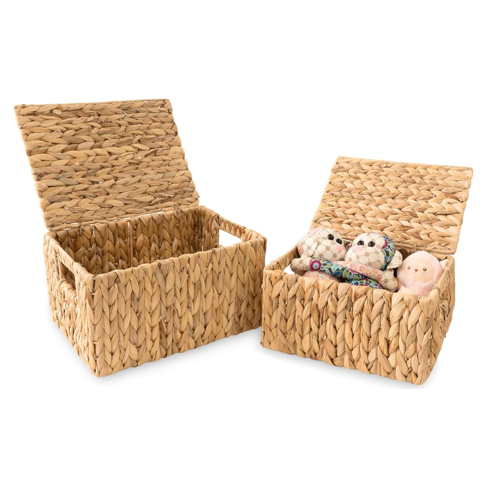 Juego de 2 Cestas de Almacenamiento KOLWOVEN con Tapa