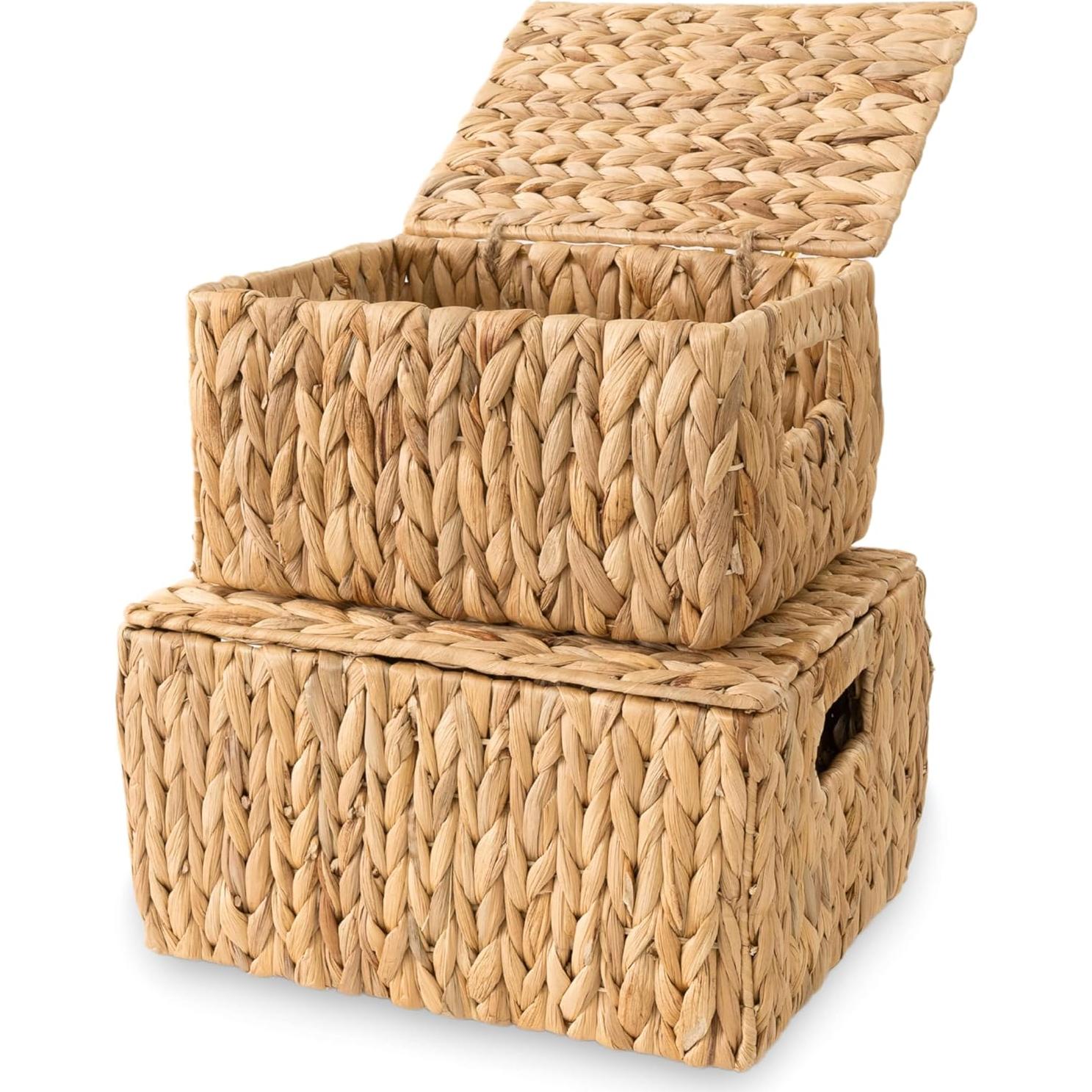 Juego de 2 Cestas de Almacenamiento KOLWOVEN con Tapa