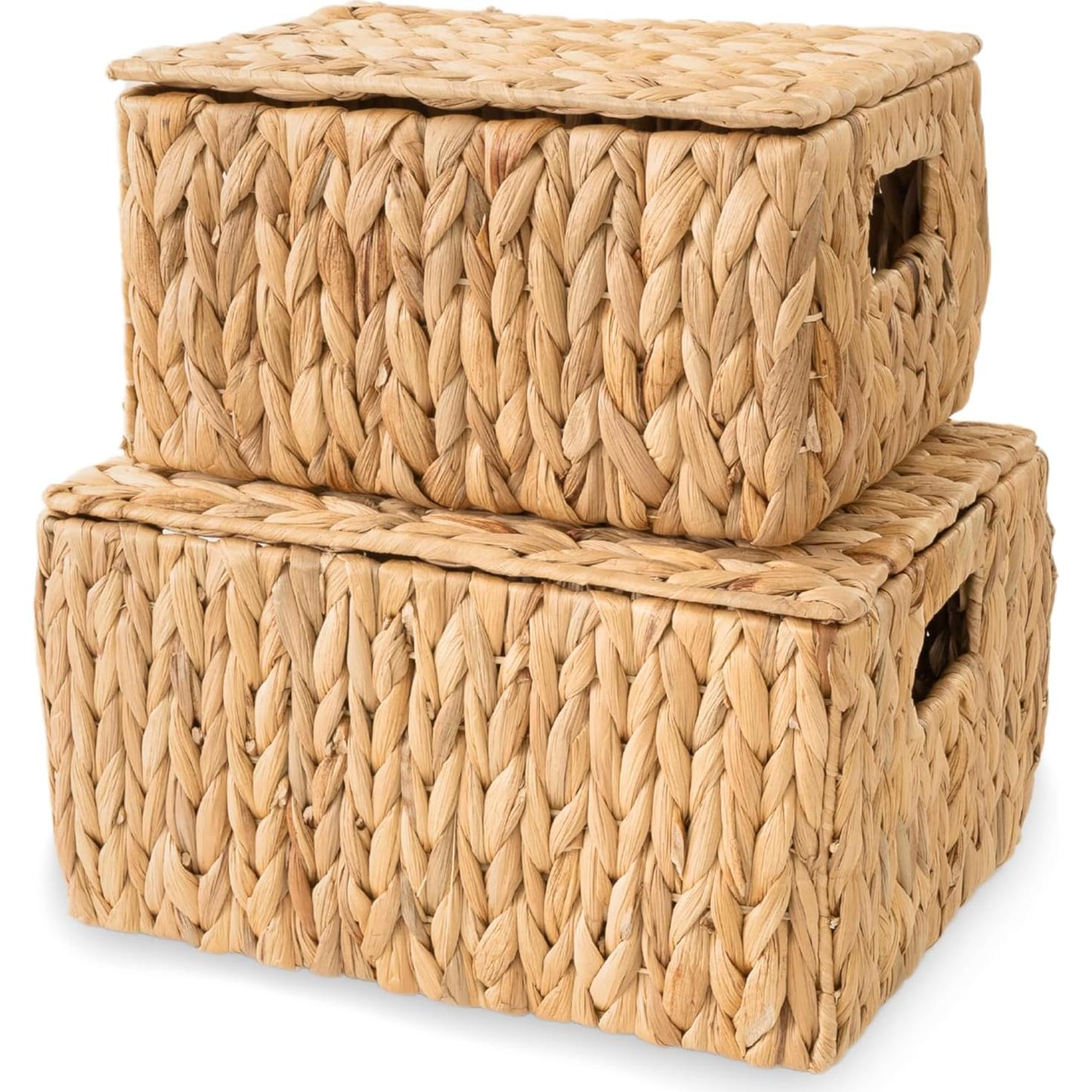 Juego de 2 Cestas de Almacenamiento KOLWOVEN con Tapa