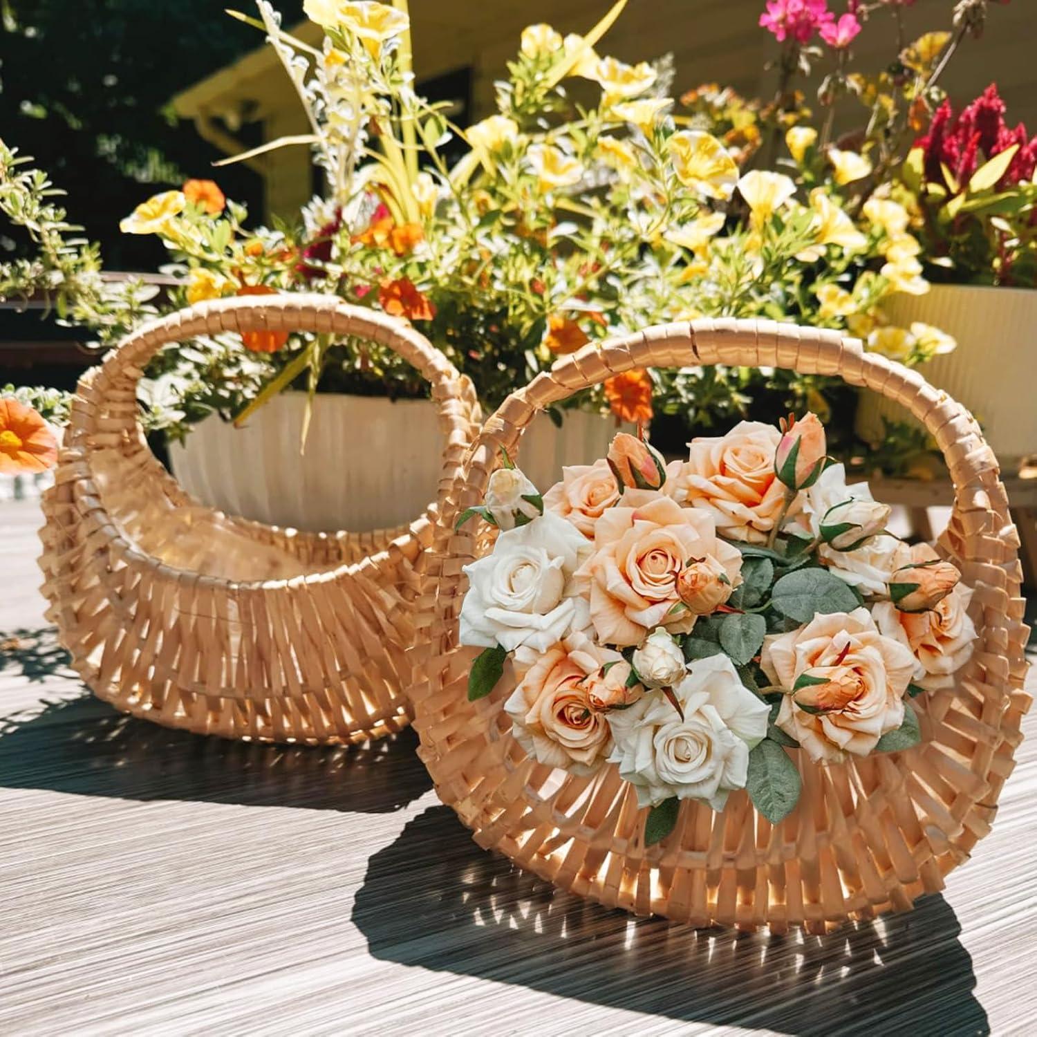 Paquete de 3 Cestas de Mimbre Agolctry para Niña de Flores