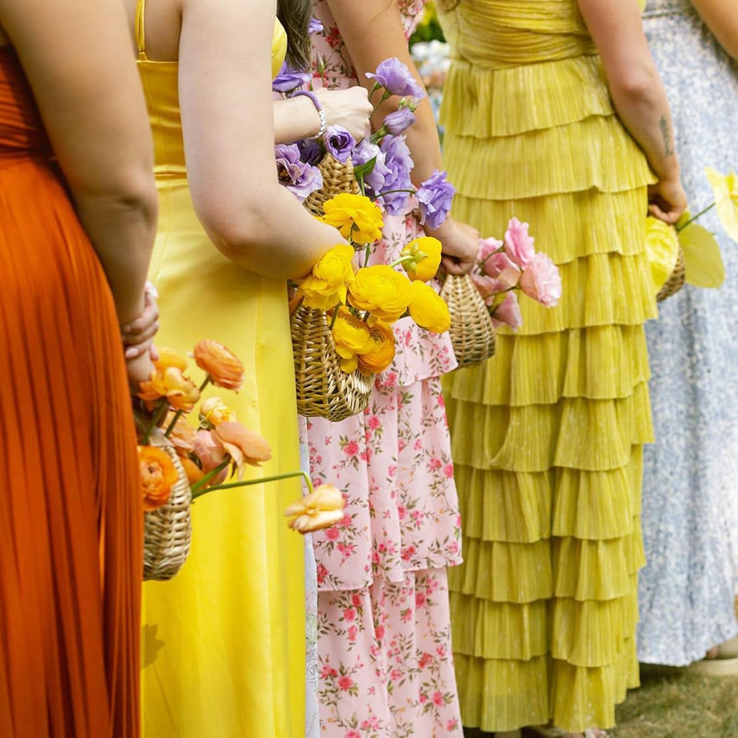 Paquete de 3 Cestas de Mimbre Agolctry para Niña de Flores