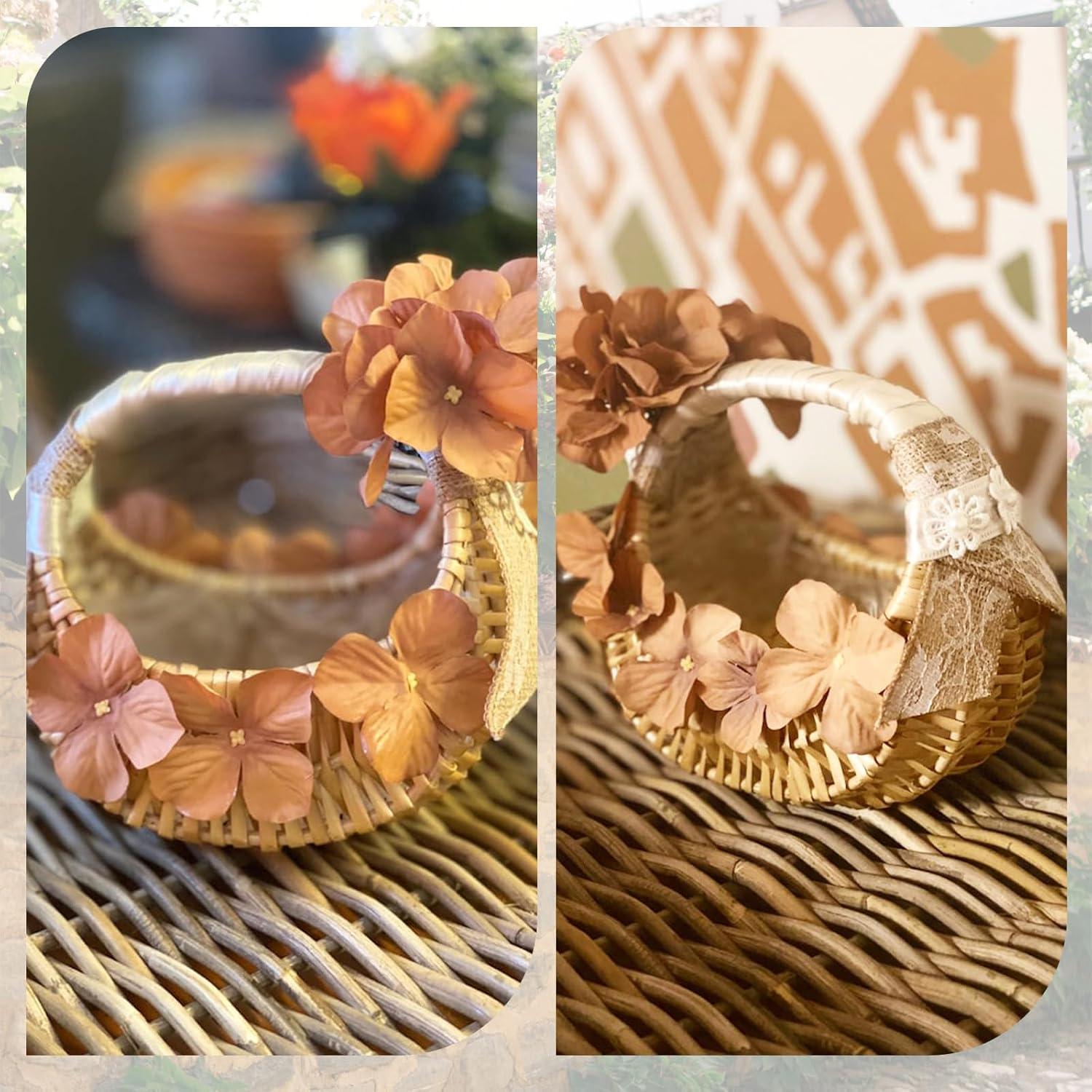 Paquete de 3 Cestas de Mimbre Agolctry para Niña de Flores