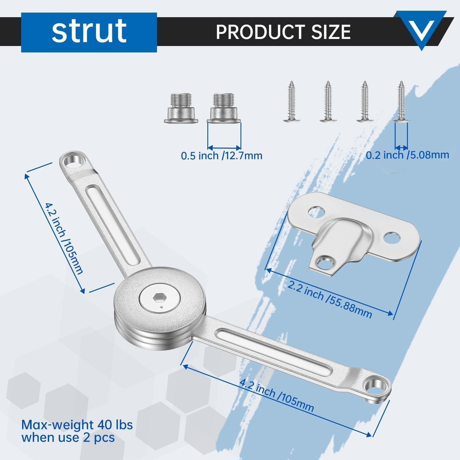 Paquete de 2 bisagras fijas XBLWIN para tapa de 19.1x8.9 cm